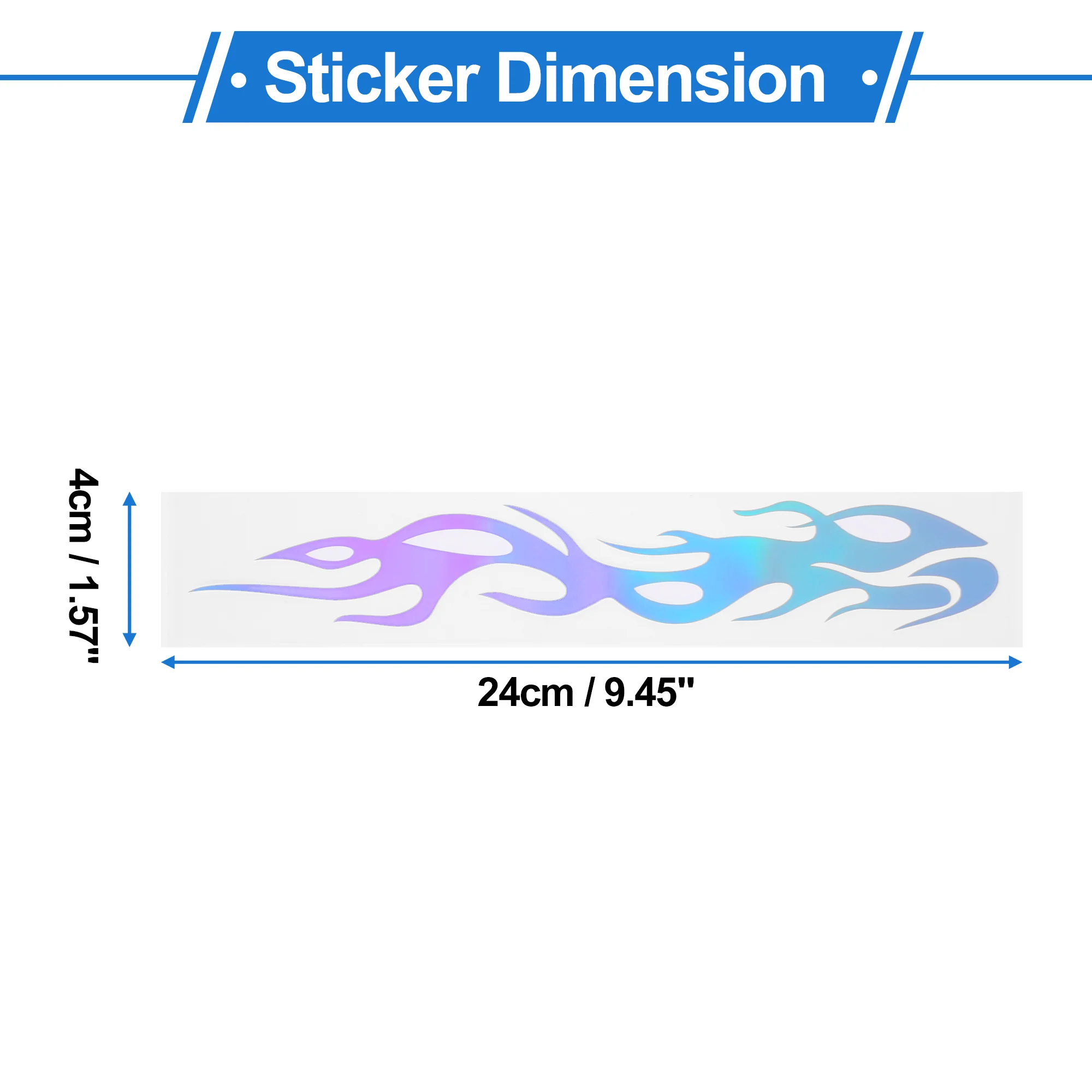 1 Pair Flame Pattern Car Bumper Sticker Decal Waterproof PET Colorful 24x4cm - Image 3