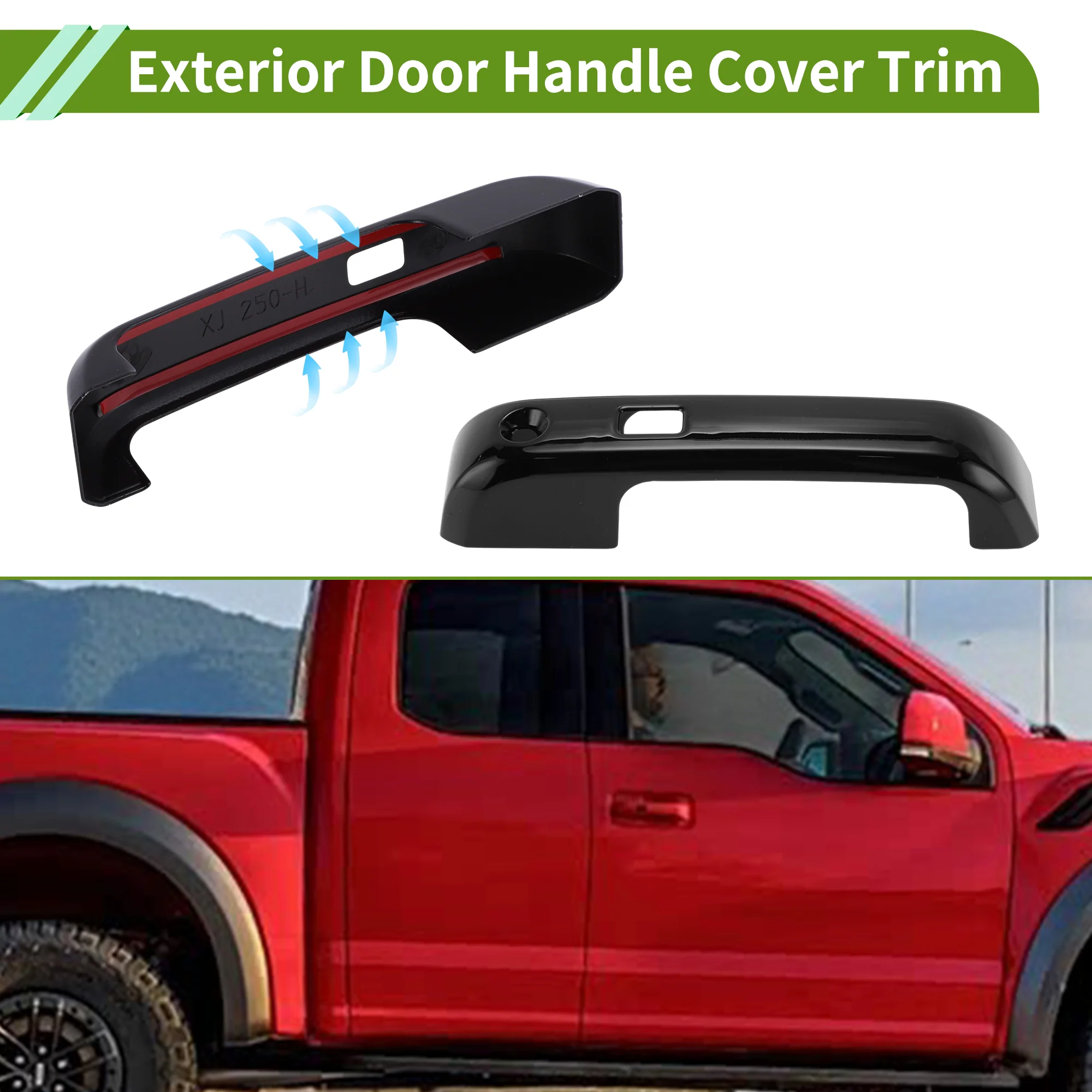 Exterior Door Handle Cover Trim Door Handle Cover for Ford F150 3DR Glossy Black - Image 3