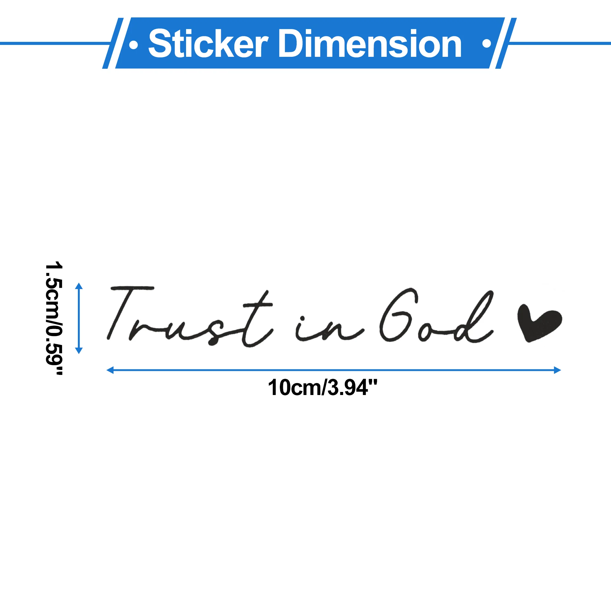 2Pcs Trust in God Pattern Car Bumper Sticker Decal Waterproof Black 10x1.5cm - Image 3