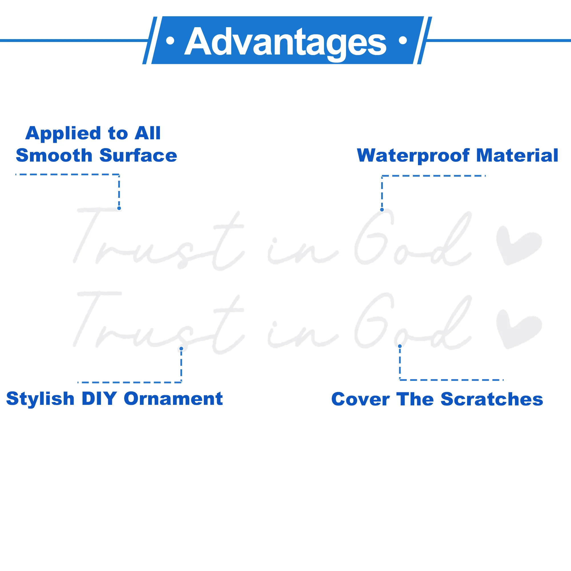 2Pcs Trust in God Pattern Car Bumper Sticker Decal Waterproof White 10x1.5cm - Image 4