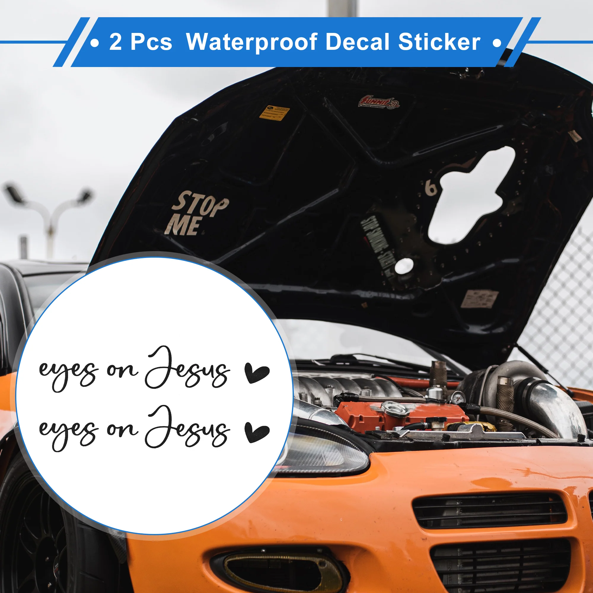 2 Pcs Eyes on Jesus Pattern Car Bumper Sticker Decal Waterproof Black 10x1.5cm - Image 2