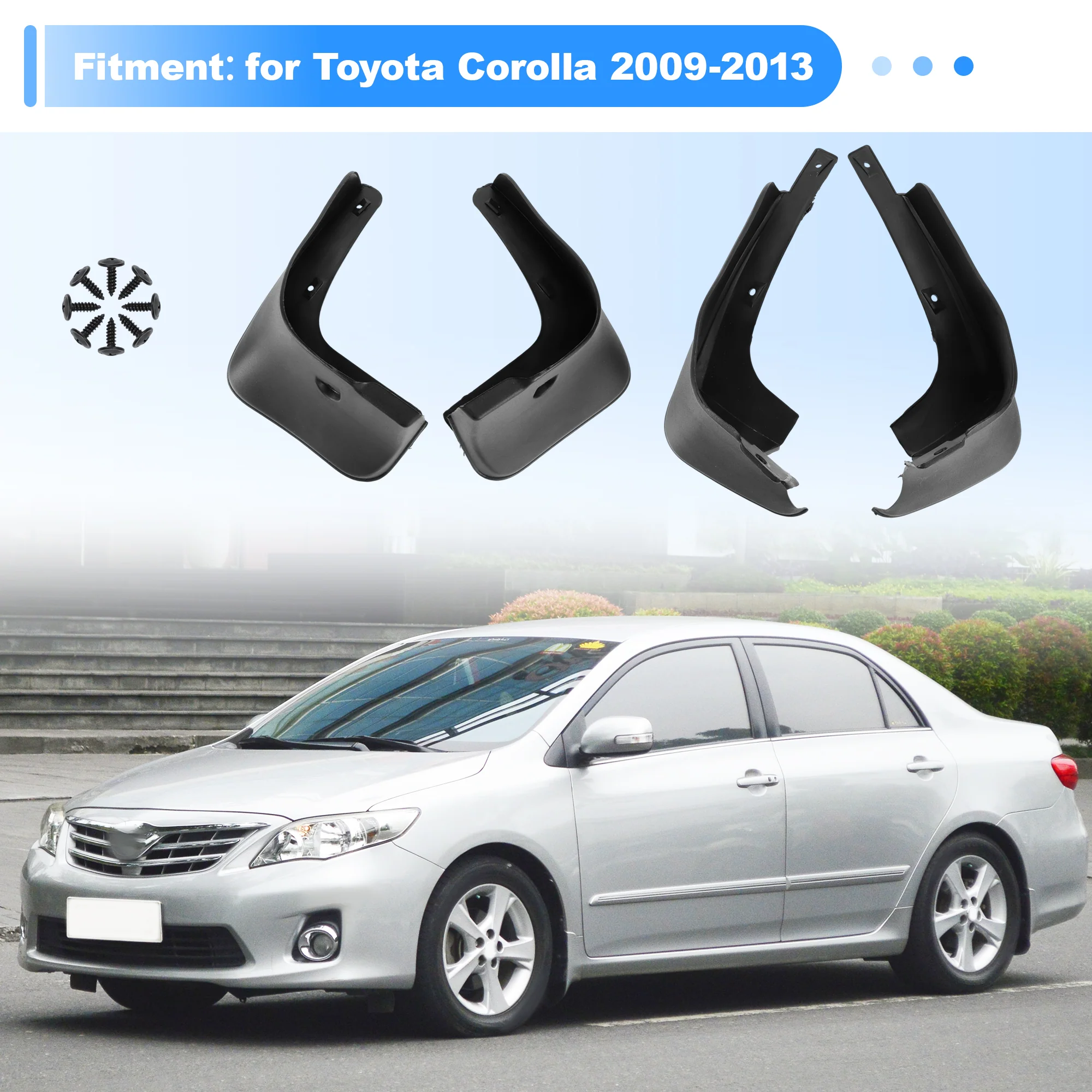 4Pcs Front & Rear Splash Guards Mud Flaps Fender For Toyota Corolla 2009-2013 - Image 2
