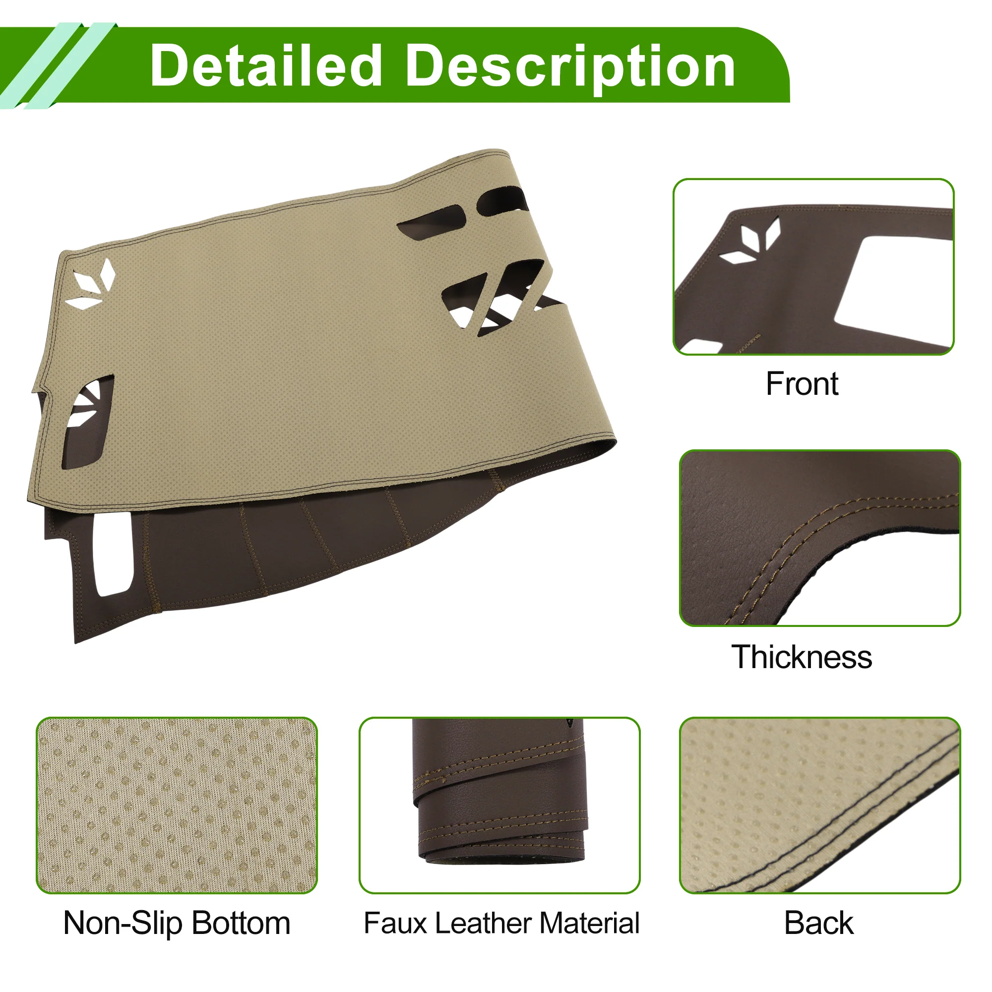 Dashboard Cover for Audi Q8 2018-2022 Dash Cover Mat Brown 1 Pc - Image 6