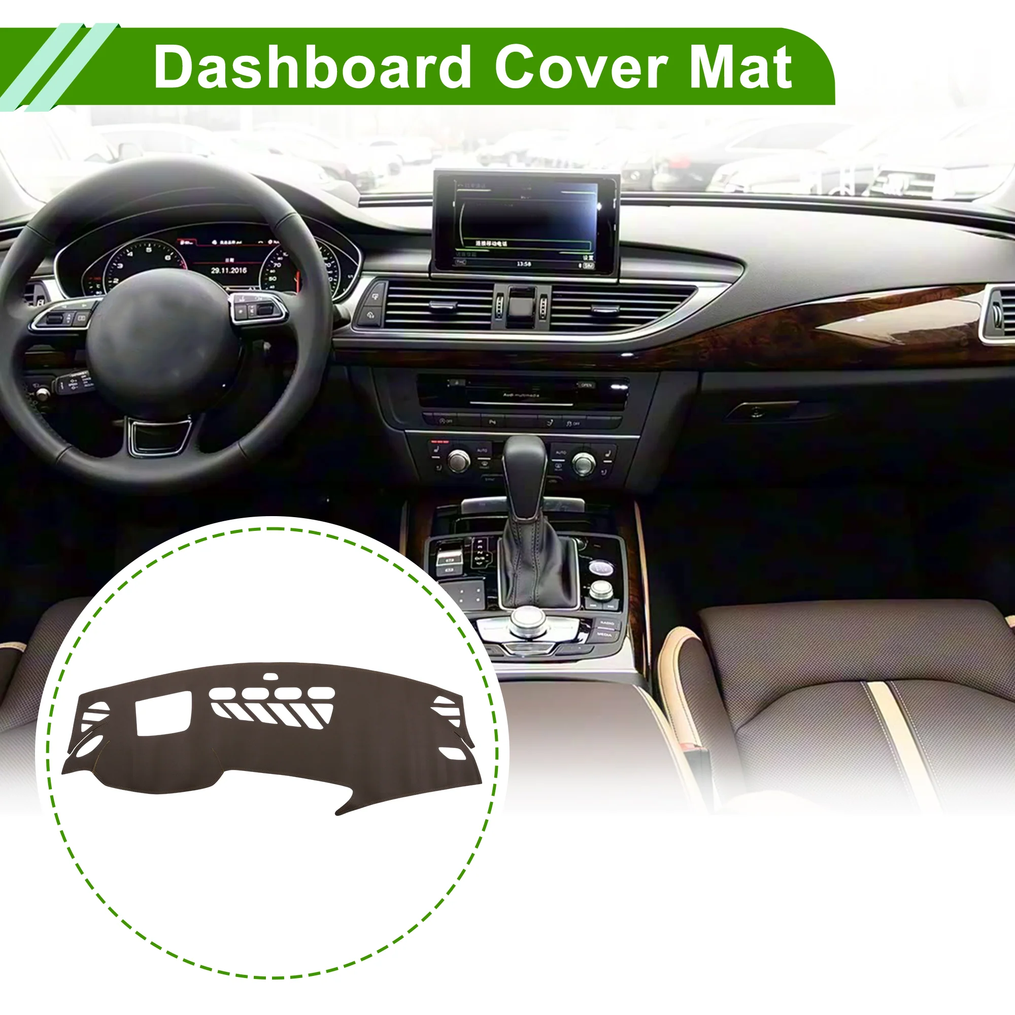 Dashboard Cover for Audi A7 2009-2018 Dash Cover Mat Brown 1 Pcs - Image 2