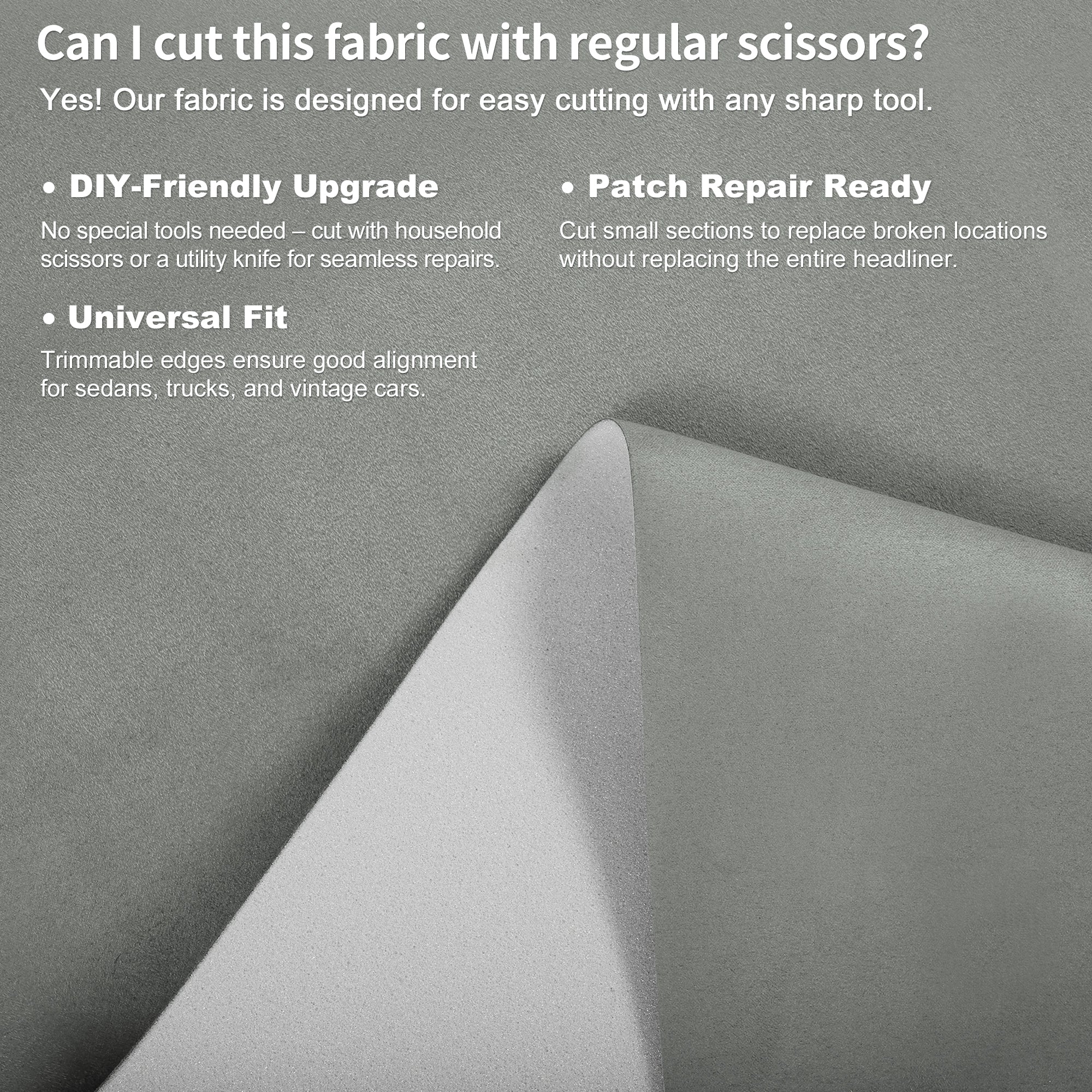 Suede Fabric 160g Headliner Fabric 57.87" L x 59.84" W Sponge Light Gray 1 Pc - Image 6