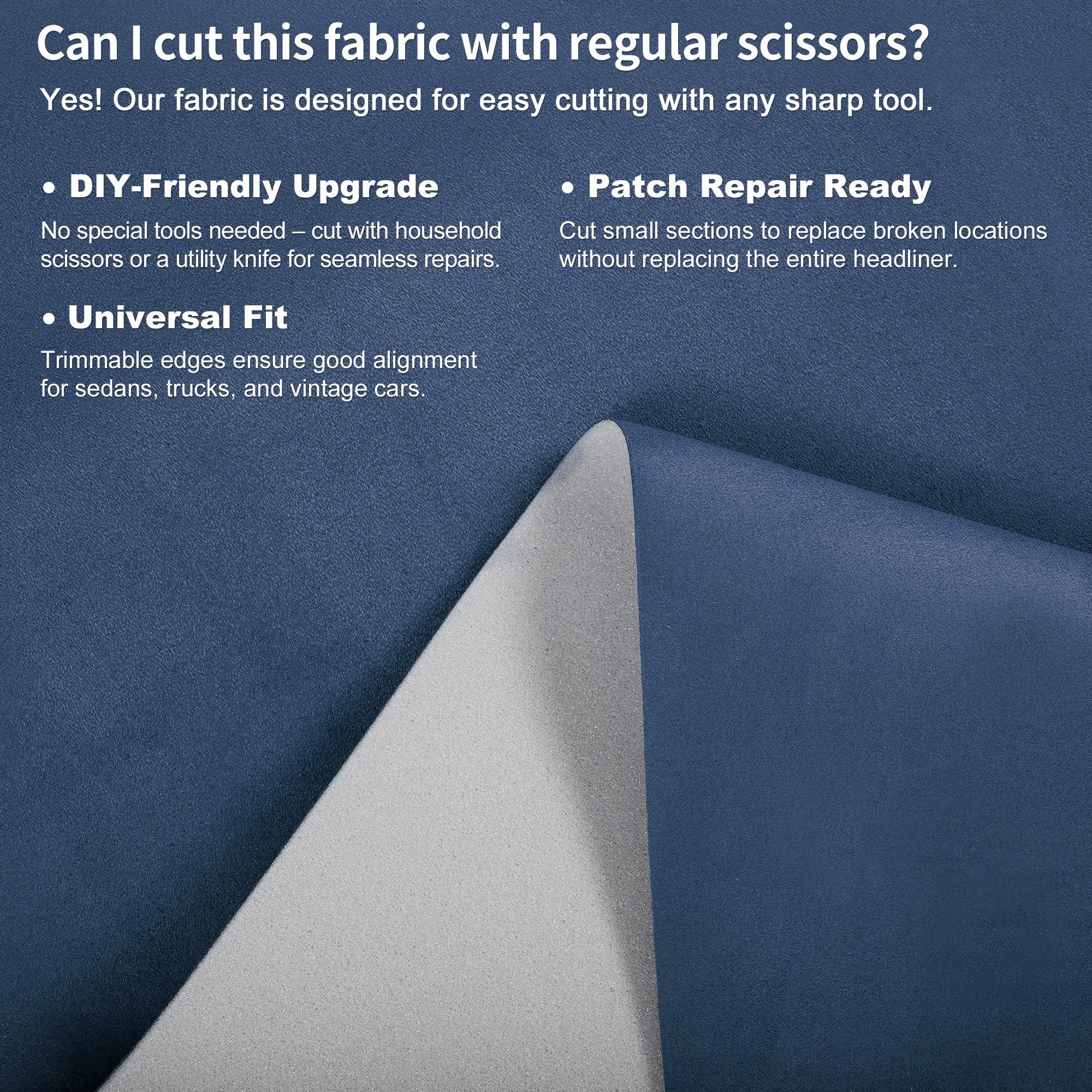Suede Fabric 160g Headliner Fabric 59.84" L x 24.02" W Sponge Blue 1 Pc - Image 6