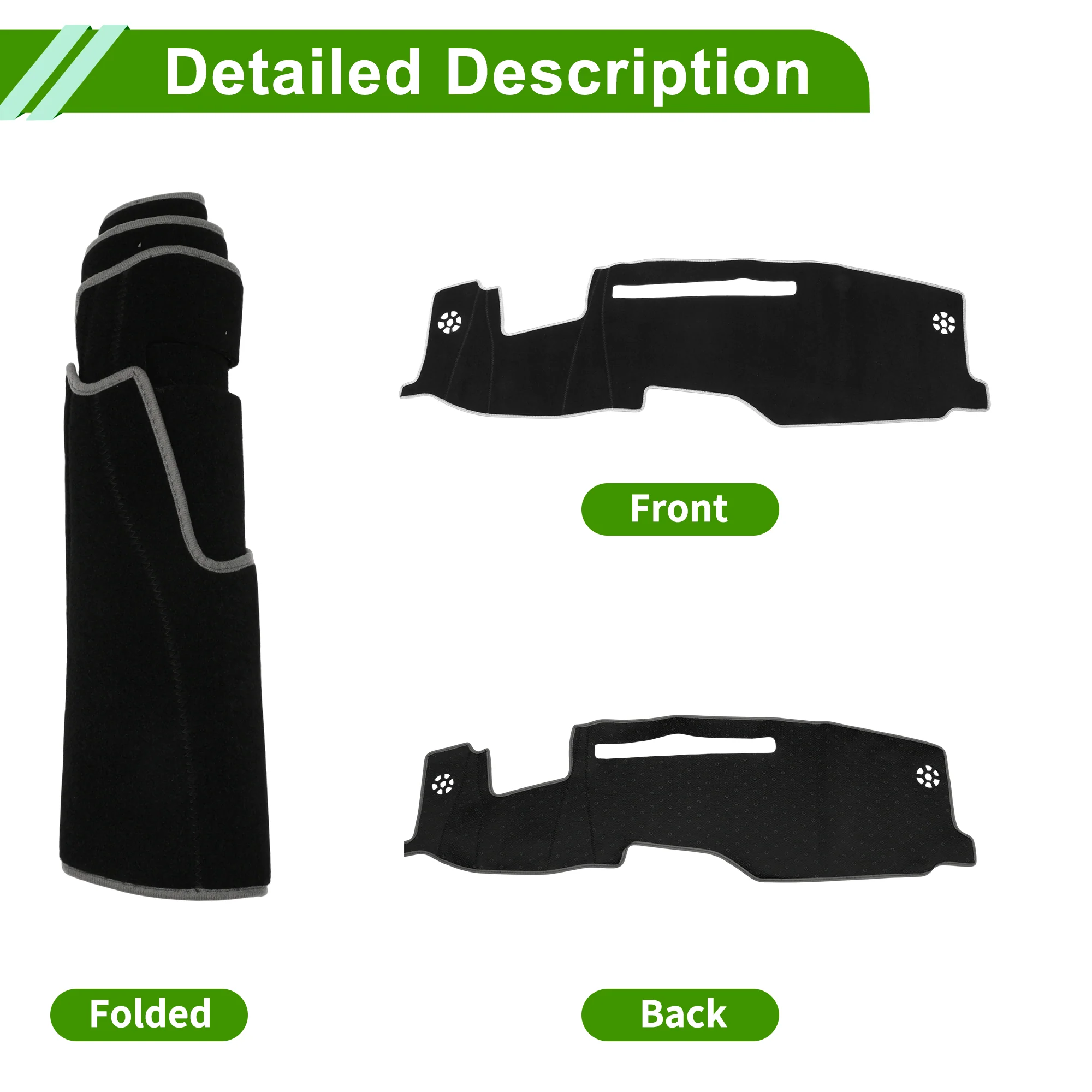 Dashboard Cover for GMC Sierra 1500 2022-2025 Black with Gray Edge Polyester 1Pc - Image 4