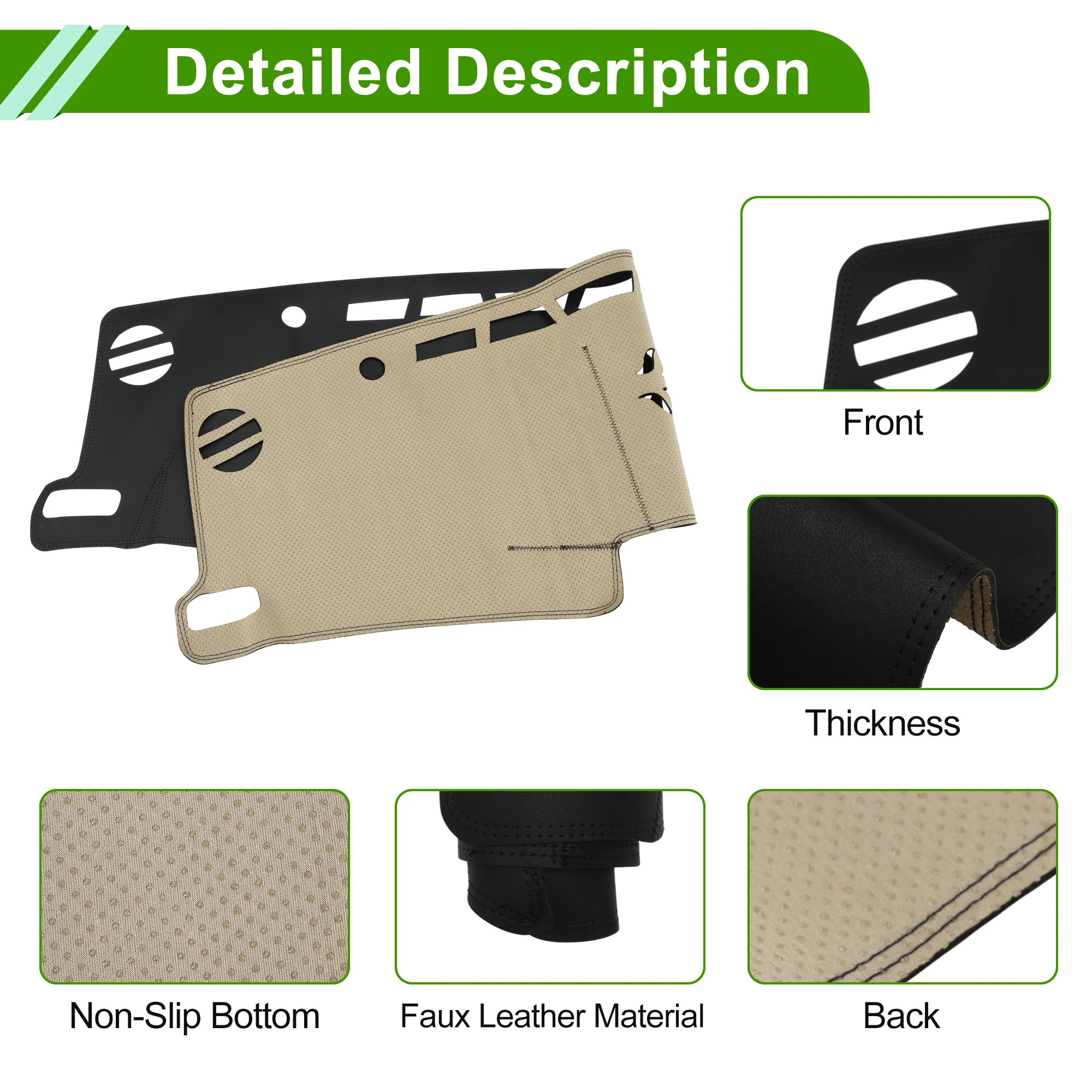 Dashboard Cover for Lexus GX460 2010-2022 Black Leather 1 Pc - Image 6