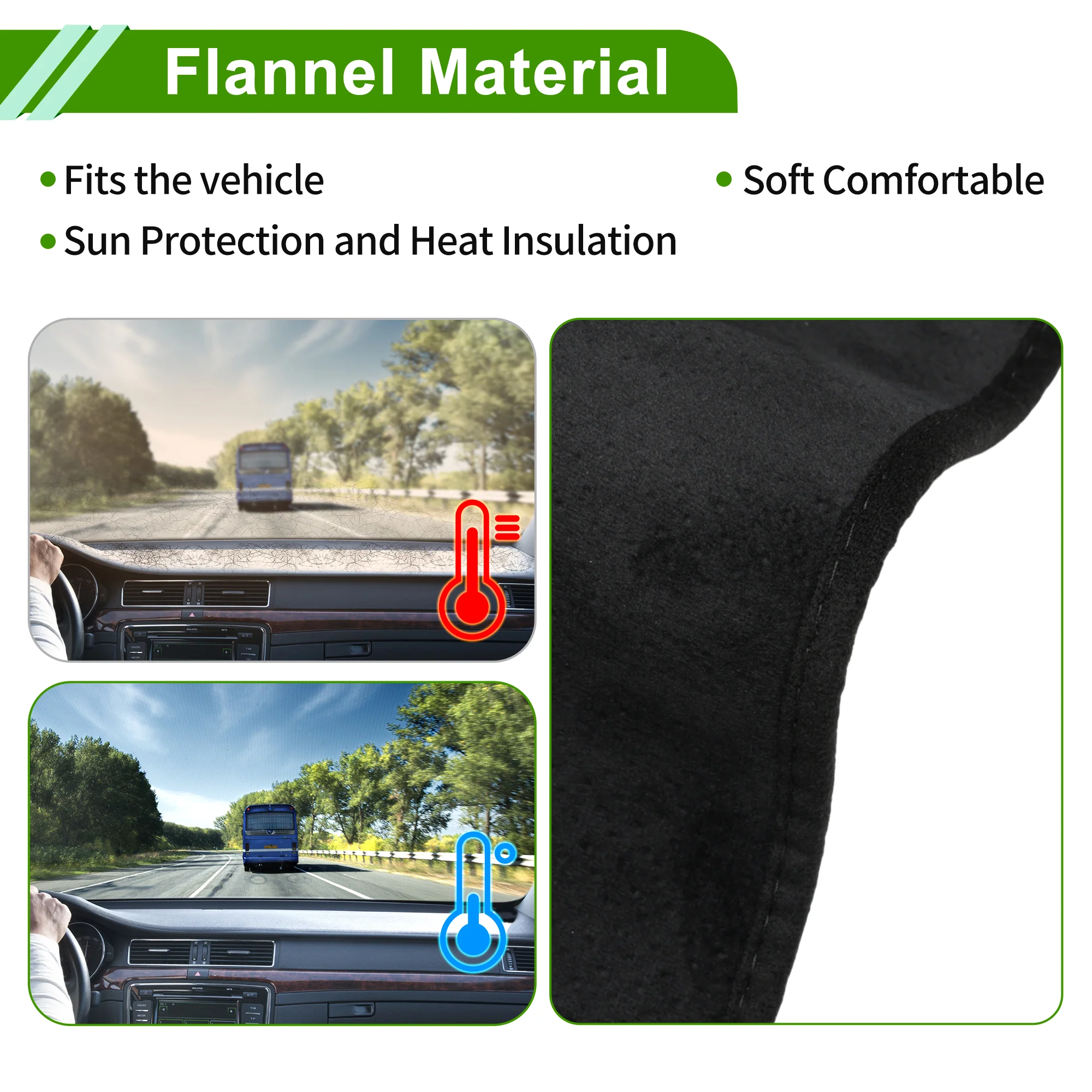 Dashboard Cover for Toyota Yaris 2006-2011 Black Flannel 1 Pc - Image 5