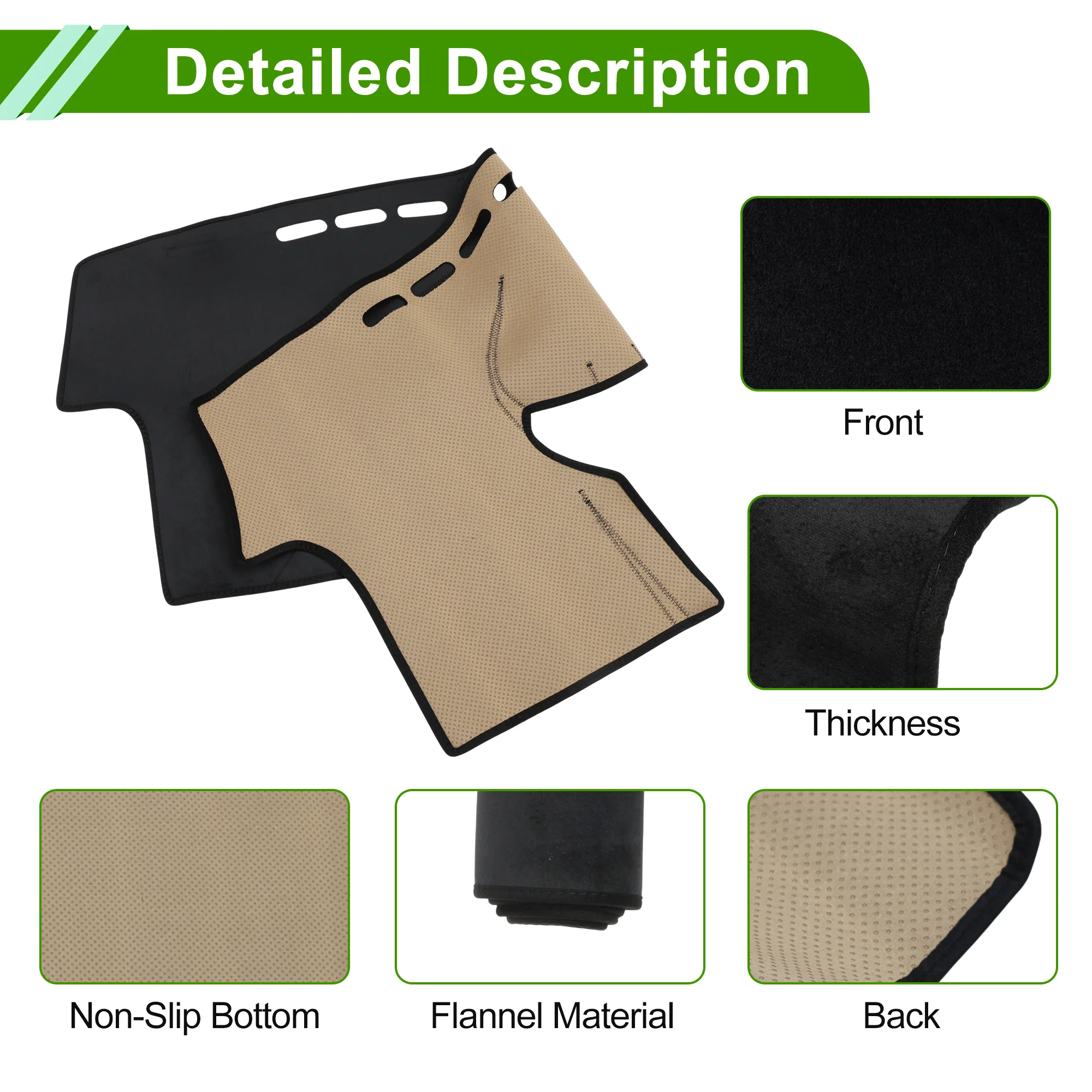 Dashboard Cover for Toyota Yaris 2006-2011 Black Flannel 1 Pc - Image 6