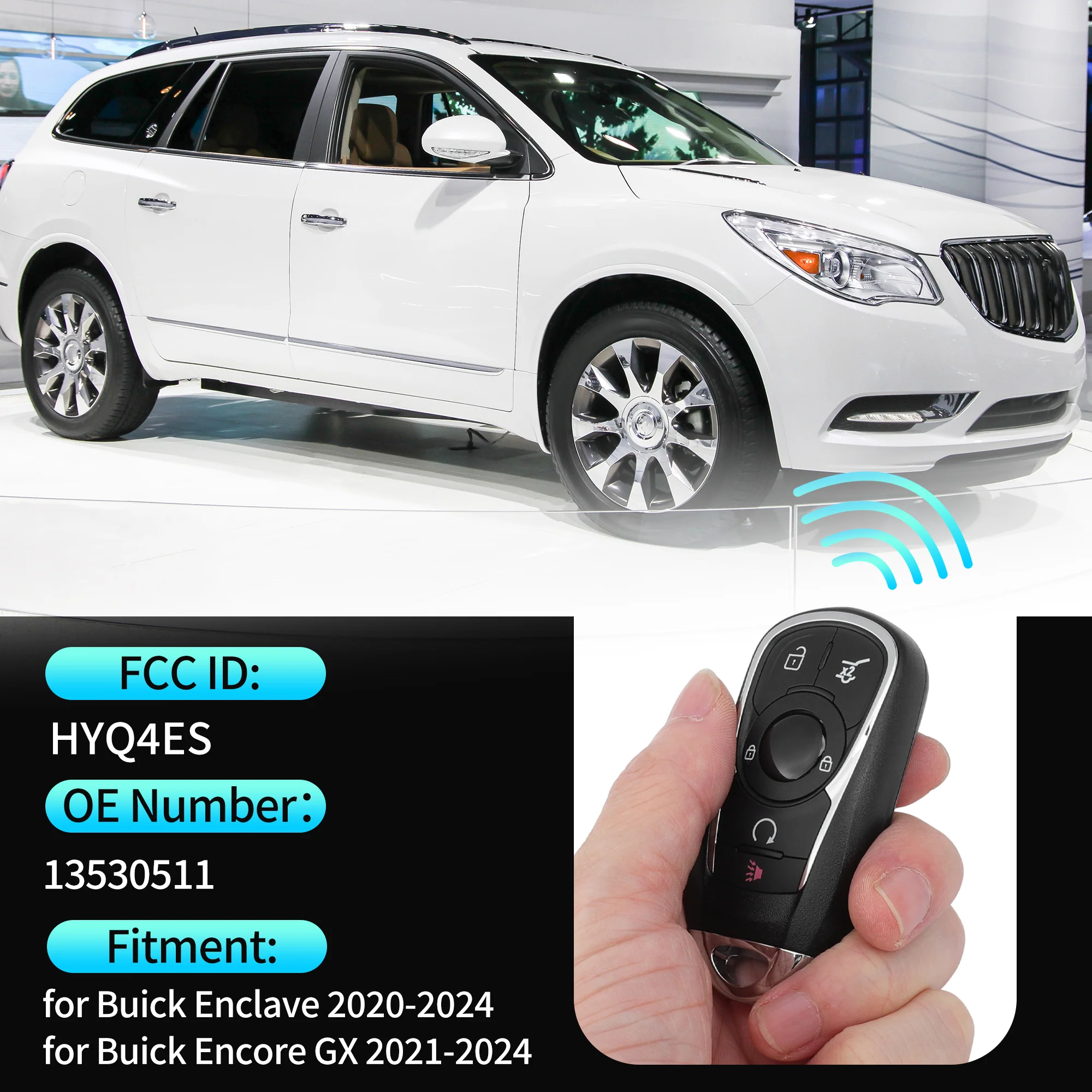 HYQ4ES 433MHz Keyless Entry Remote Key Fob for Buick Enclave 2020-2024 - Image 3