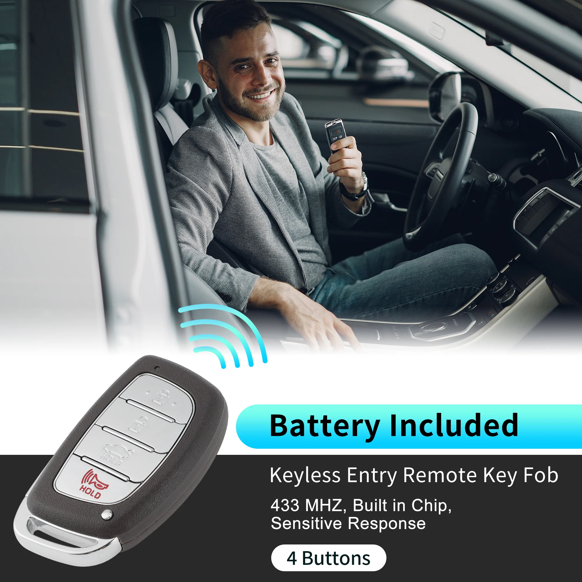 CQOFD00120 433MHz Keyless Entry Remote Key Fob for Hyundai Sonata 2015 2016 2017 - Image 2
