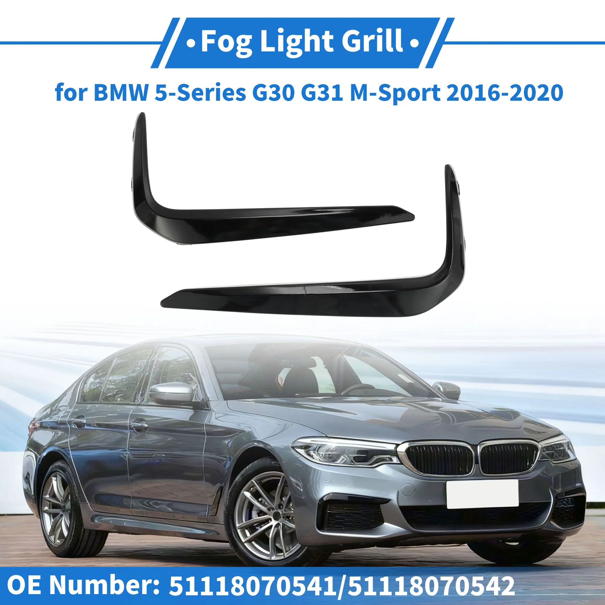 Front Left Right Front Bumper Fog Light Cover No.51118070541 for BMW 5-Series - Image 2