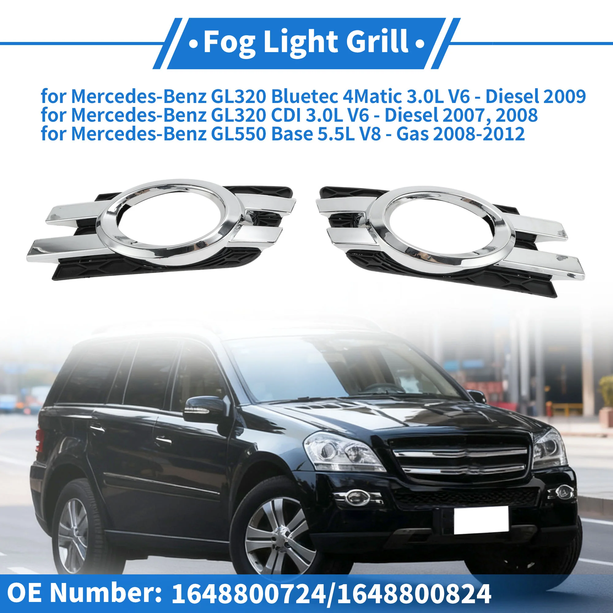 Front Left Right Front Bumper Fog Light Cover No.1648800724 for Mercedes-Benz - Image 2