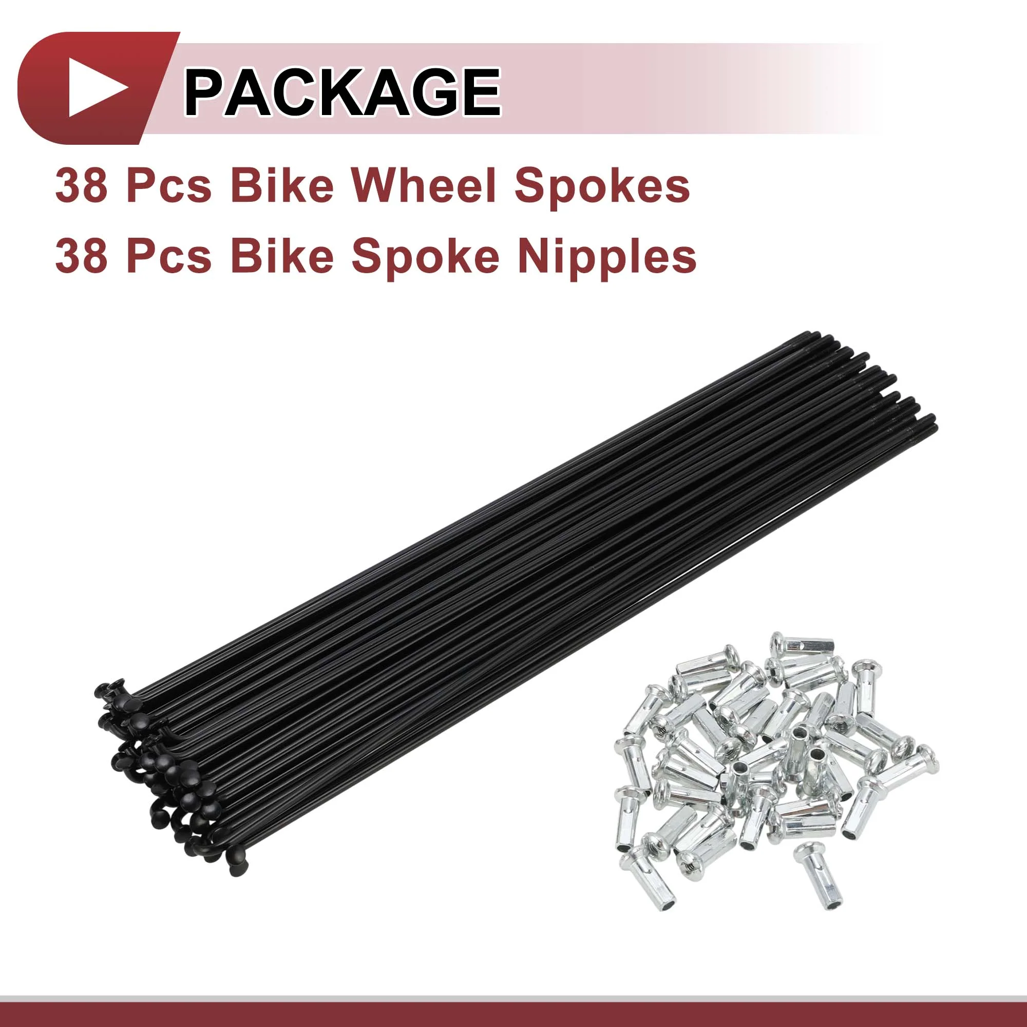 38 Set 13G Bicycle Spokes 197mm Bike Wheel Spokes Carbon Steel Black - Image 5