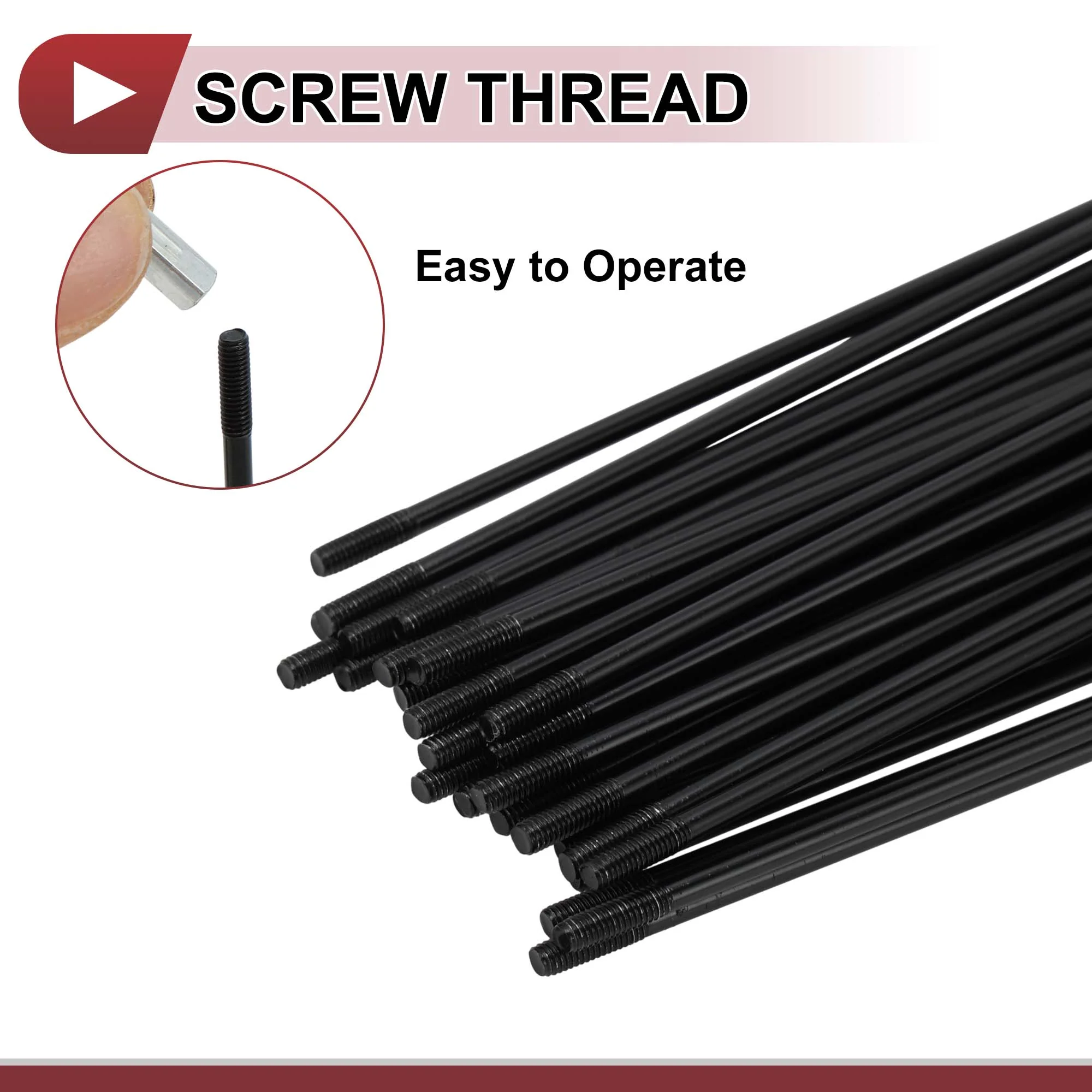 38 Set 13G Bicycle Spokes 197mm Bike Wheel Spokes Carbon Steel Black - Image 6