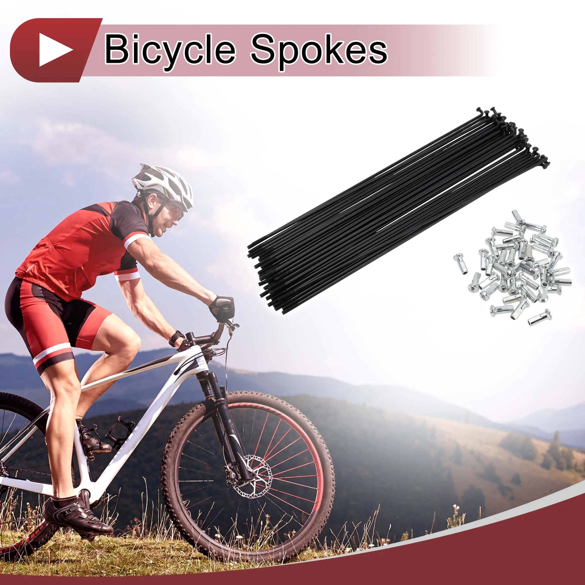 38 Set 13G Bicycle Spokes 203mm Bike Wheel Spokes Carbon Steel Black - Image 2
