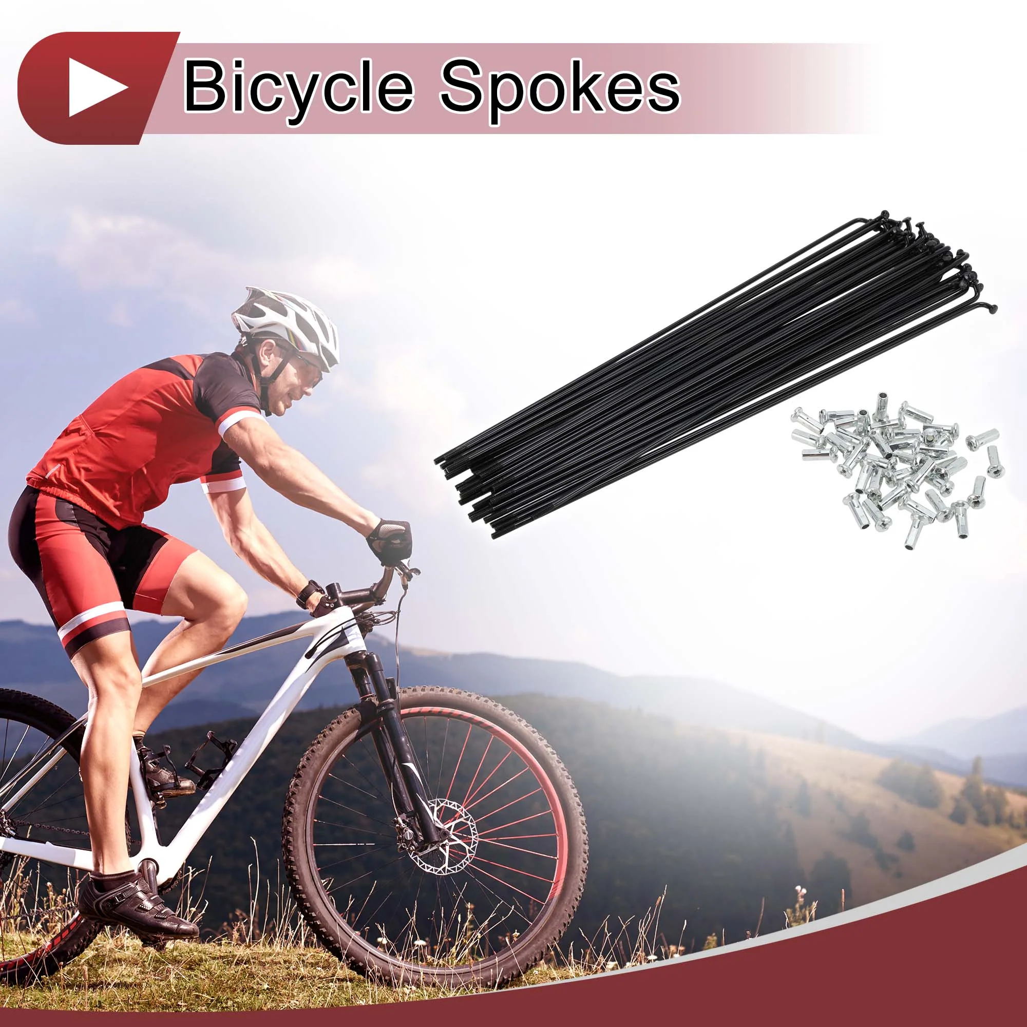 38 Set 13G Bicycle Spokes 218mm Bike Wheel Spokes Carbon Steel Black - Image 2