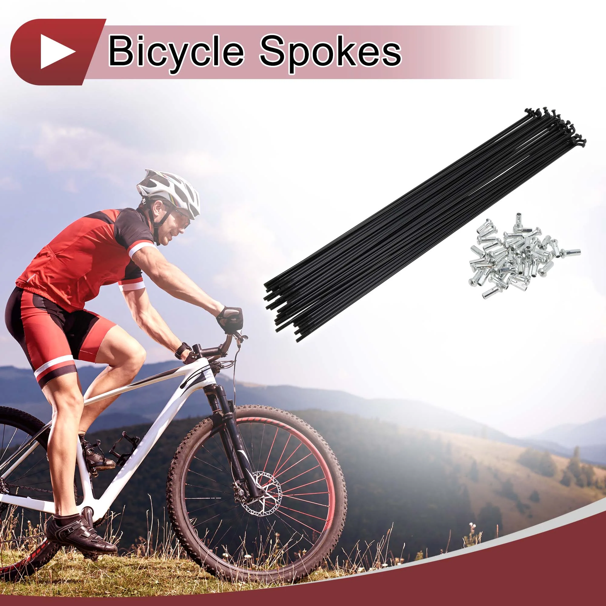 38 Set 13G Bicycle Spokes 267mm Bike Wheel Spokes Carbon Steel Black - Image 2