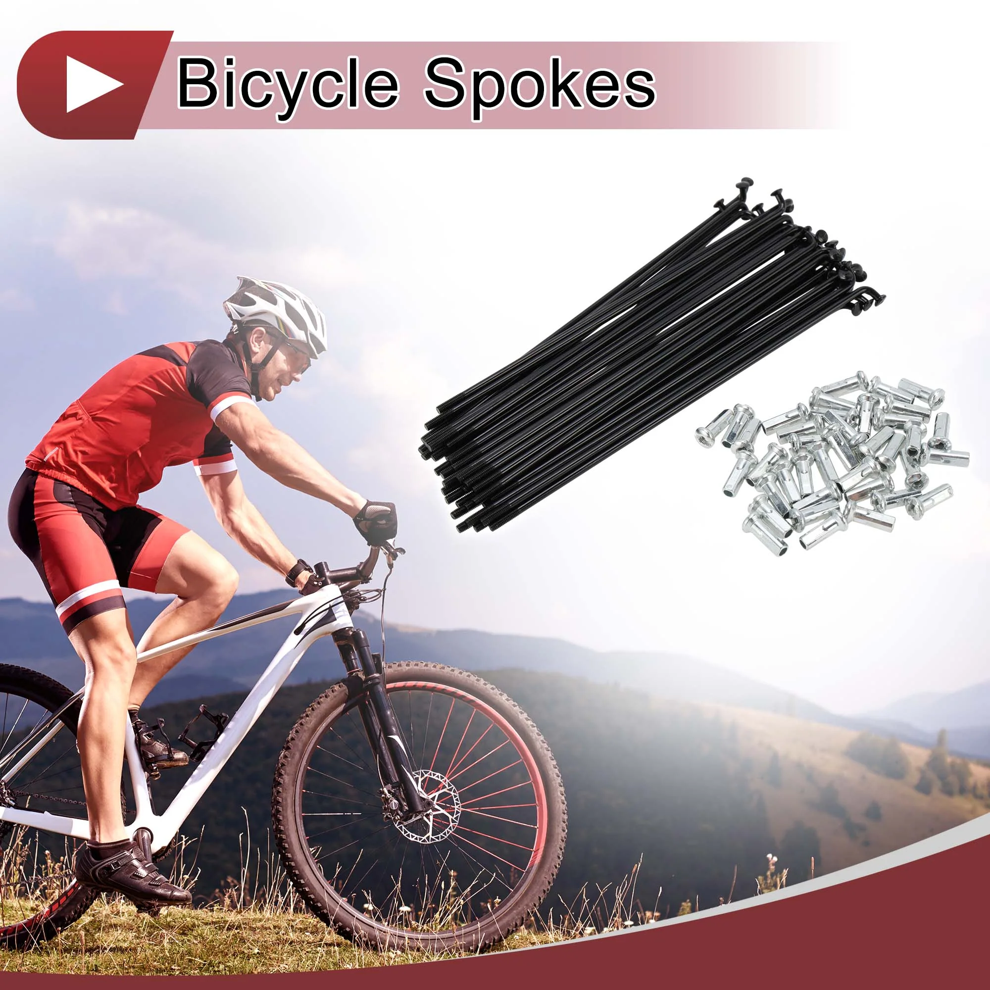 38 Set 13G Bicycle Spokes 131mm Bike Wheel Spokes Carbon Steel Black - Image 2