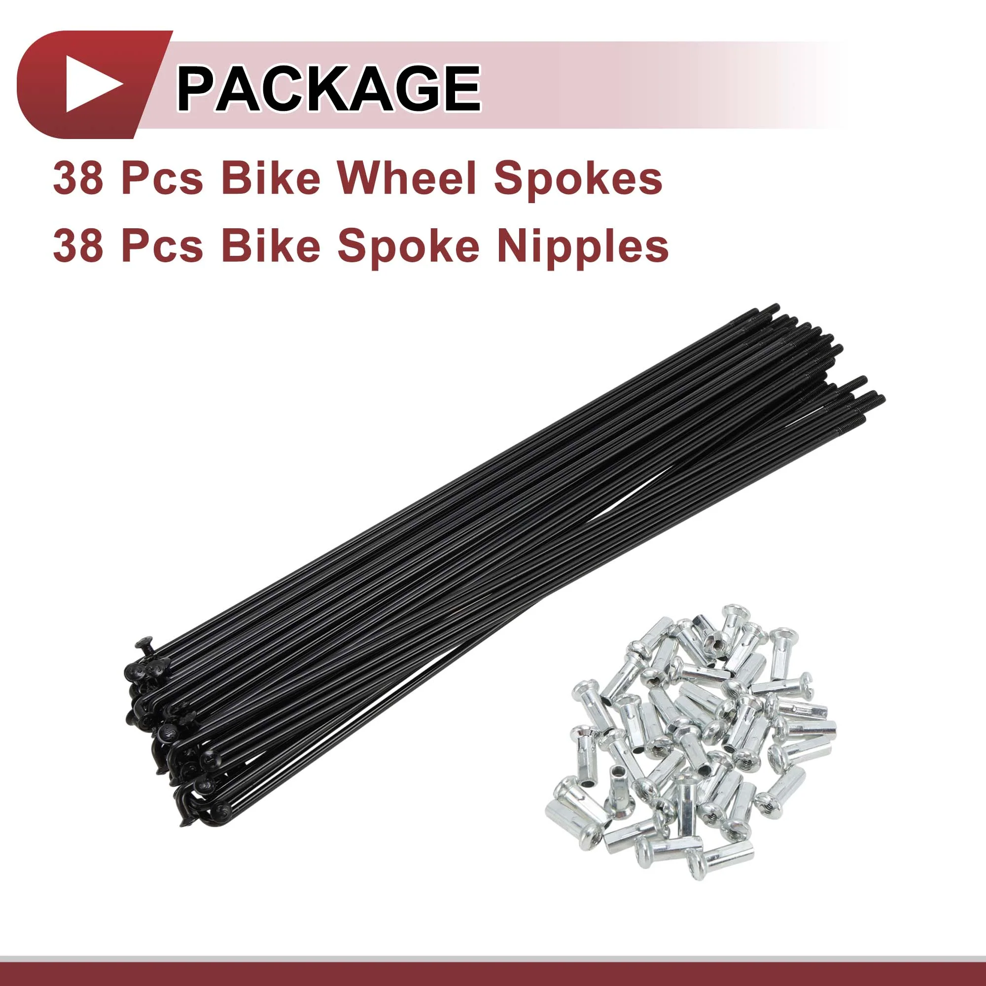 38 Set 13G Bicycle Spokes 189mm Bike Wheel Spokes Carbon Steel Black - Image 5