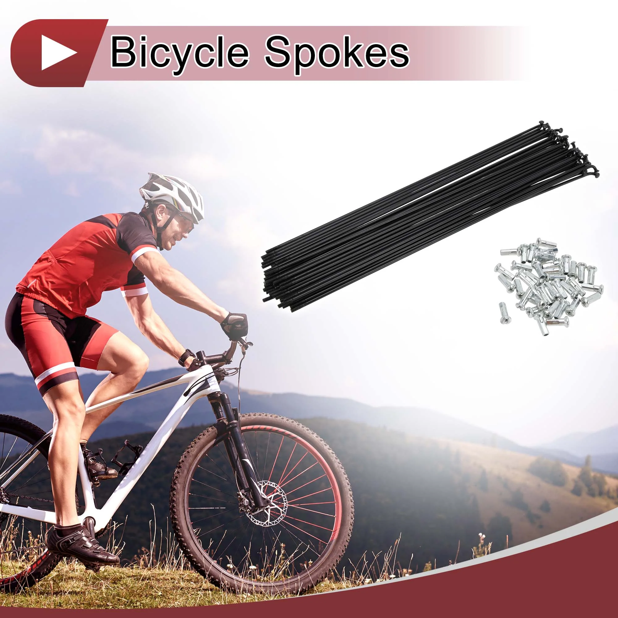 38 Set 13G Bicycle Spokes 235mm Bike Wheel Spokes Carbon Steel Black - Image 2