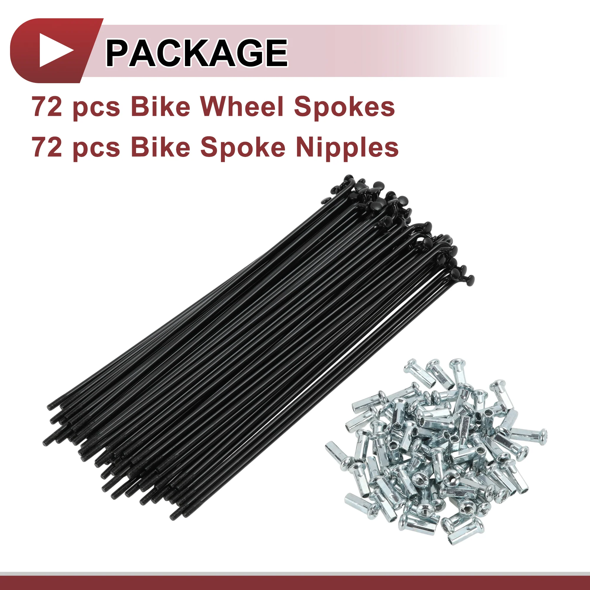 72 Set 12G Bicycle Spokes 165mm Bike Wheel Spokes Carbon Steel Black - Image 5