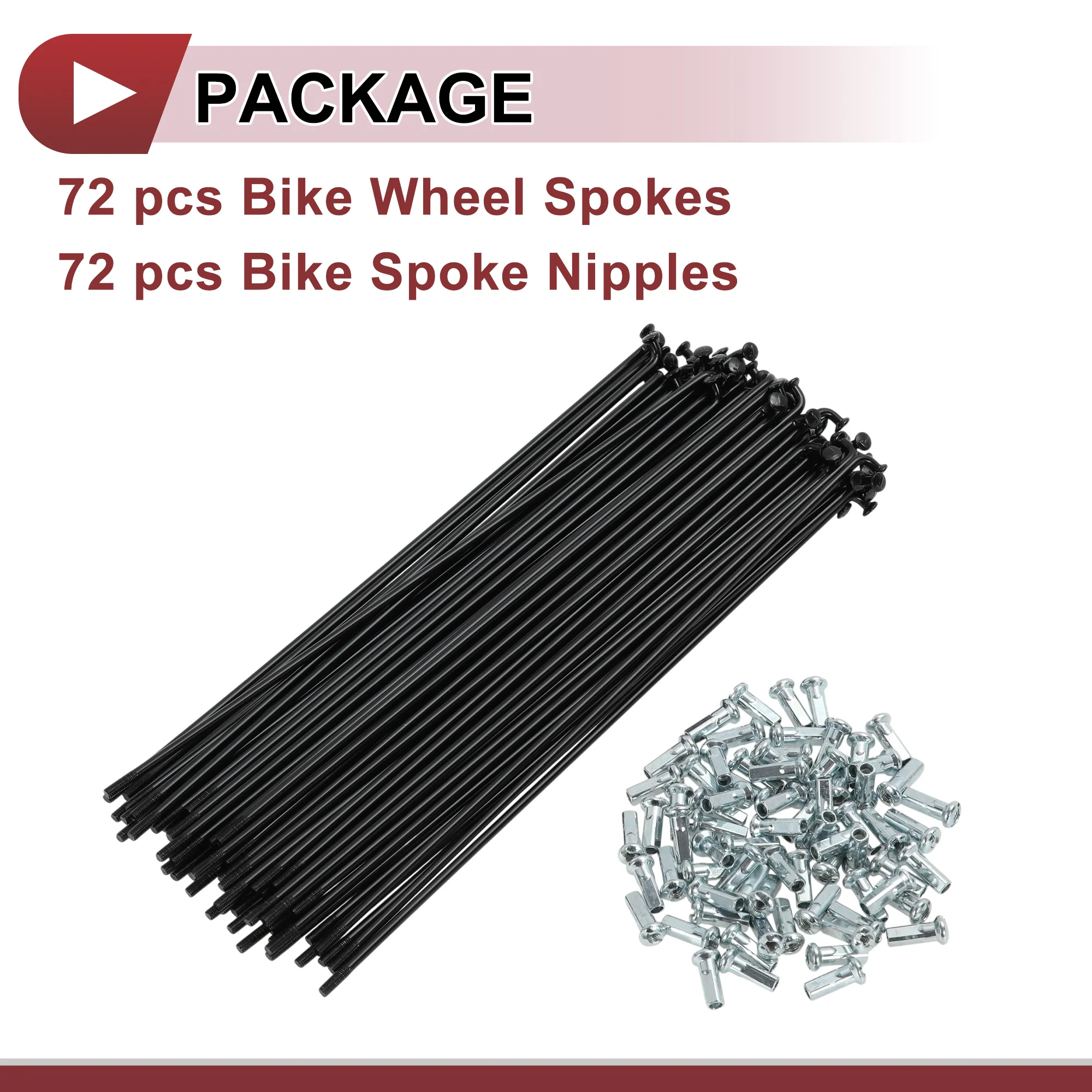 72 Set 12G Bicycle Spokes 197mm Bike Wheel Spokes Carbon Steel Black - Image 5