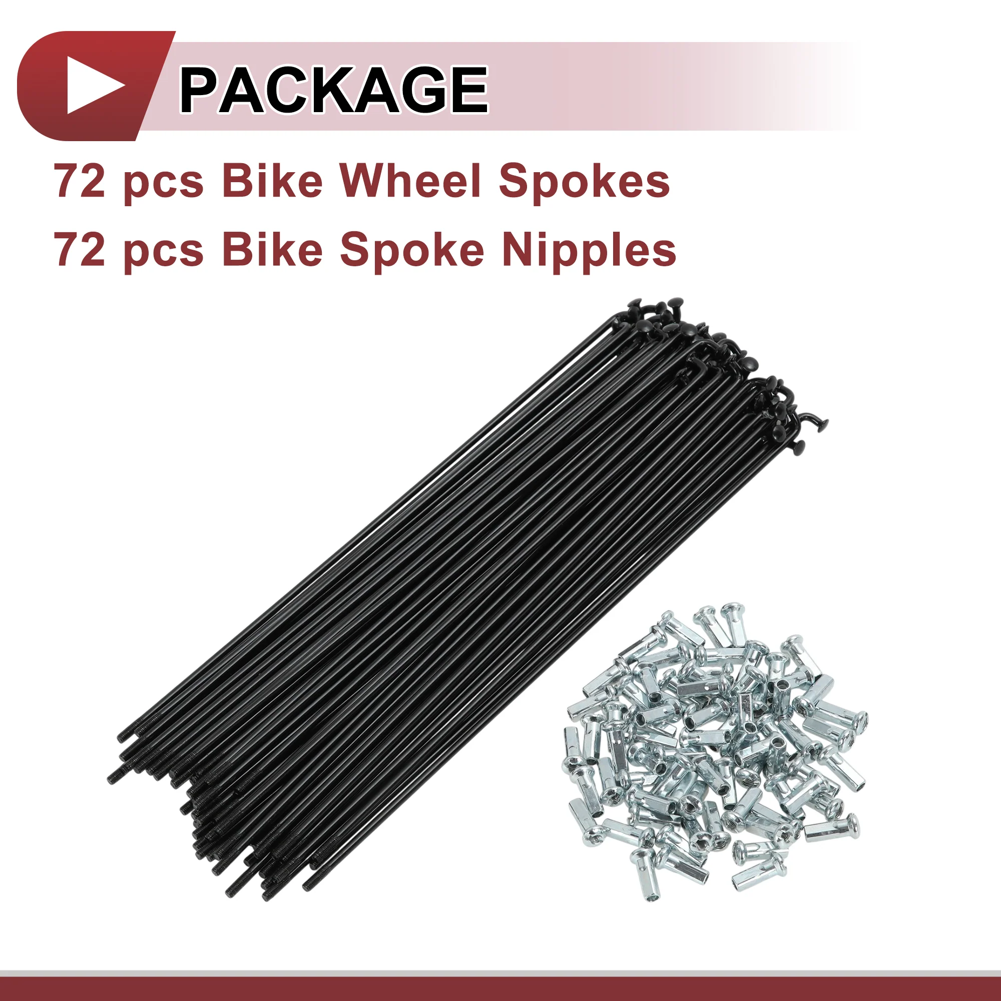 72 Set 12G Bicycle Spokes 205mm Bike Wheel Spokes Carbon Steel Black - Image 5