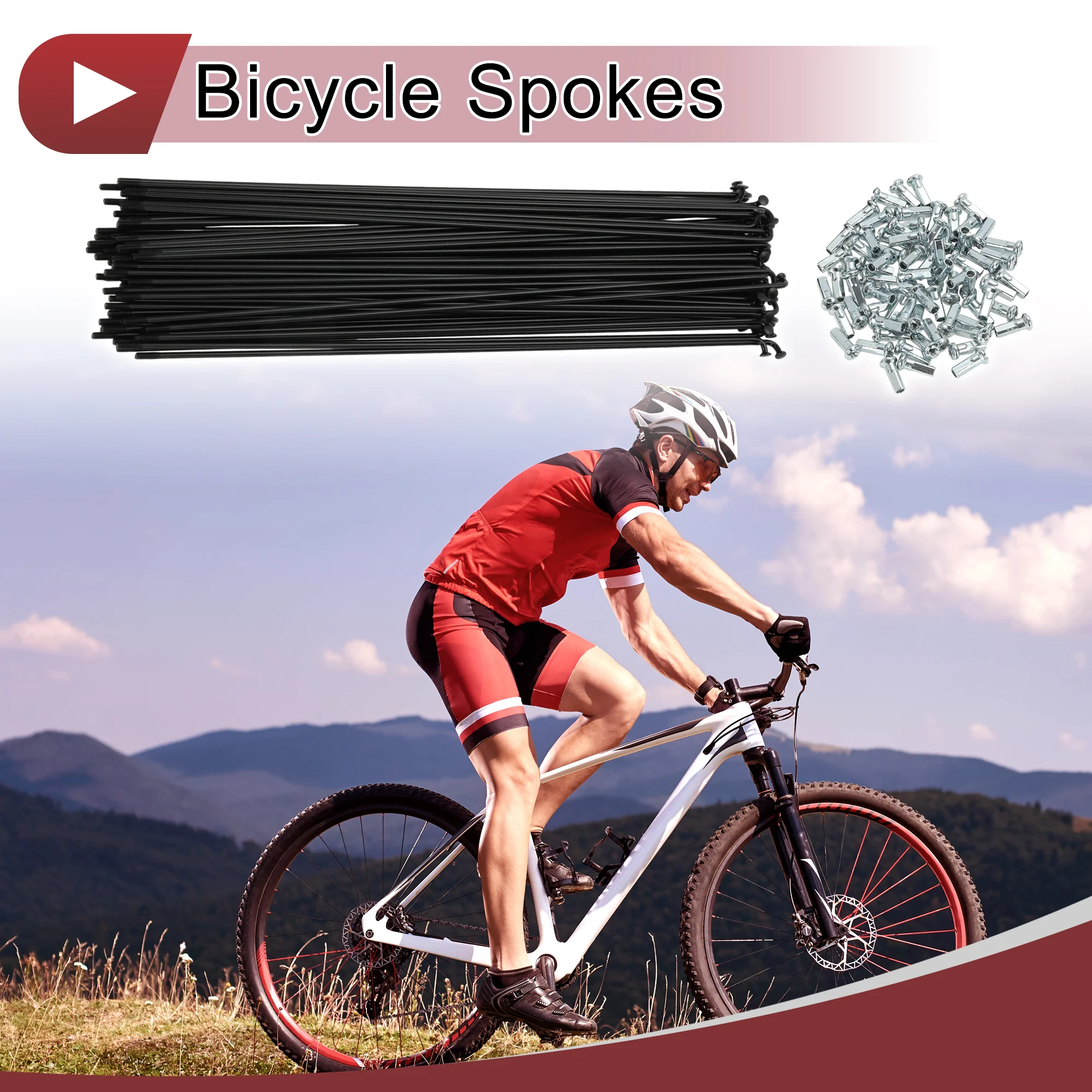 72 Set 12G Bicycle Spokes 280mm Bike Wheel Spokes Carbon Steel Black - Image 2