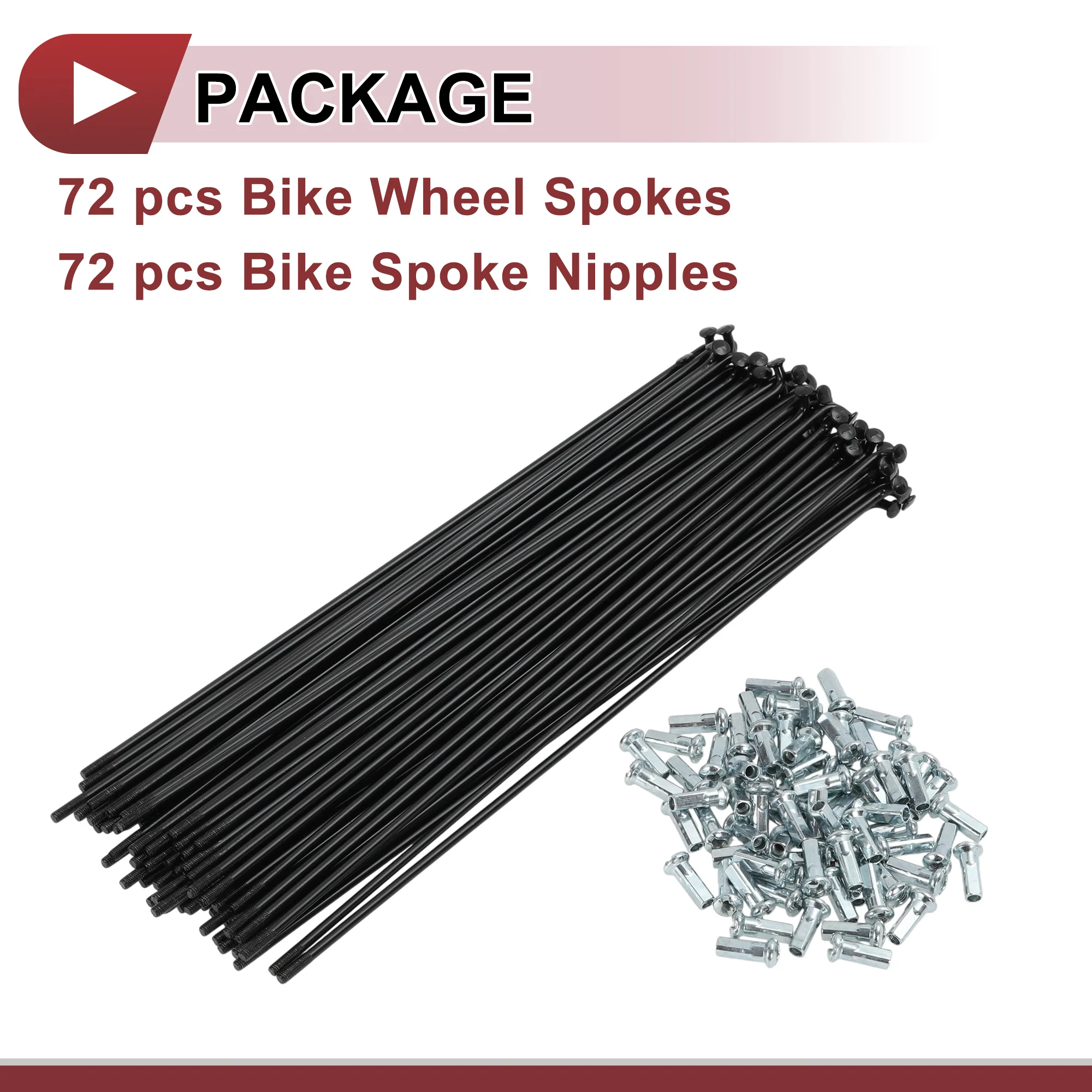 72 Set 12G Bicycle Spokes 210mm Bike Wheel Spokes Carbon Steel Black - Image 5