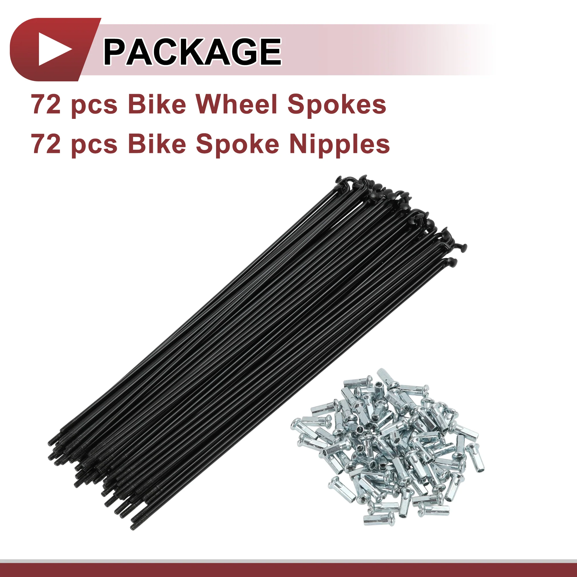 72 Set 12G Bicycle Spokes 216mm Bike Wheel Spokes Carbon Steel Black - Image 5