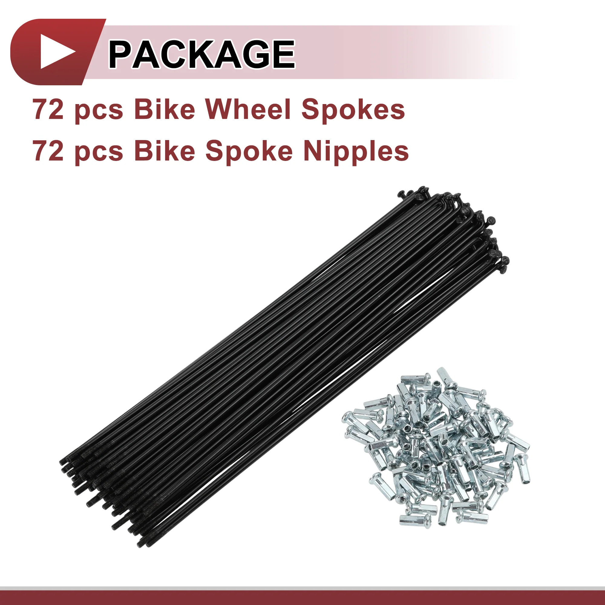 72 Set 12G Bicycle Spokes 228mm Bike Wheel Spokes Carbon Steel Black - Image 5