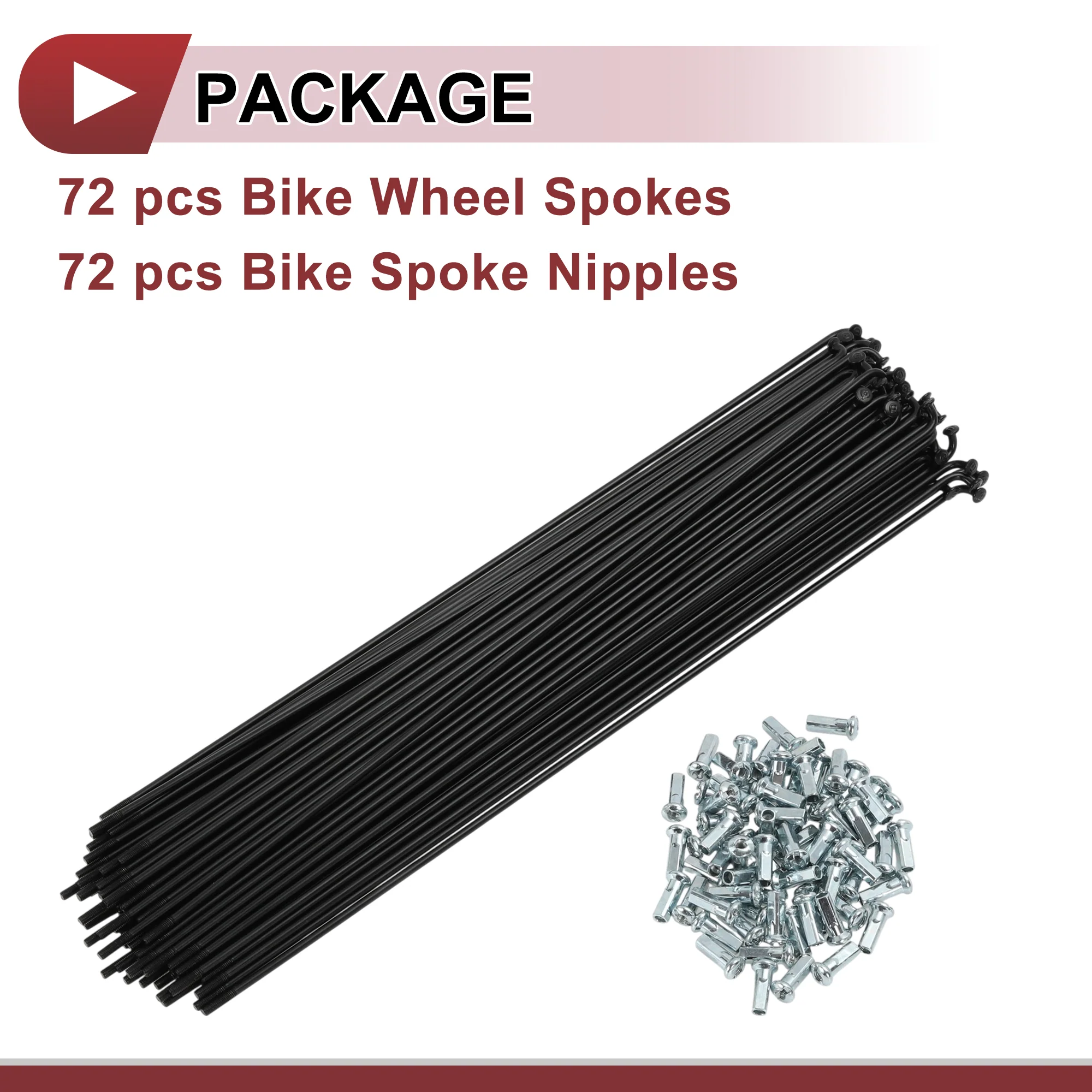 72 Set 12G Bicycle Spokes 270mm Bike Wheel Spokes Carbon Steel Black - Image 5