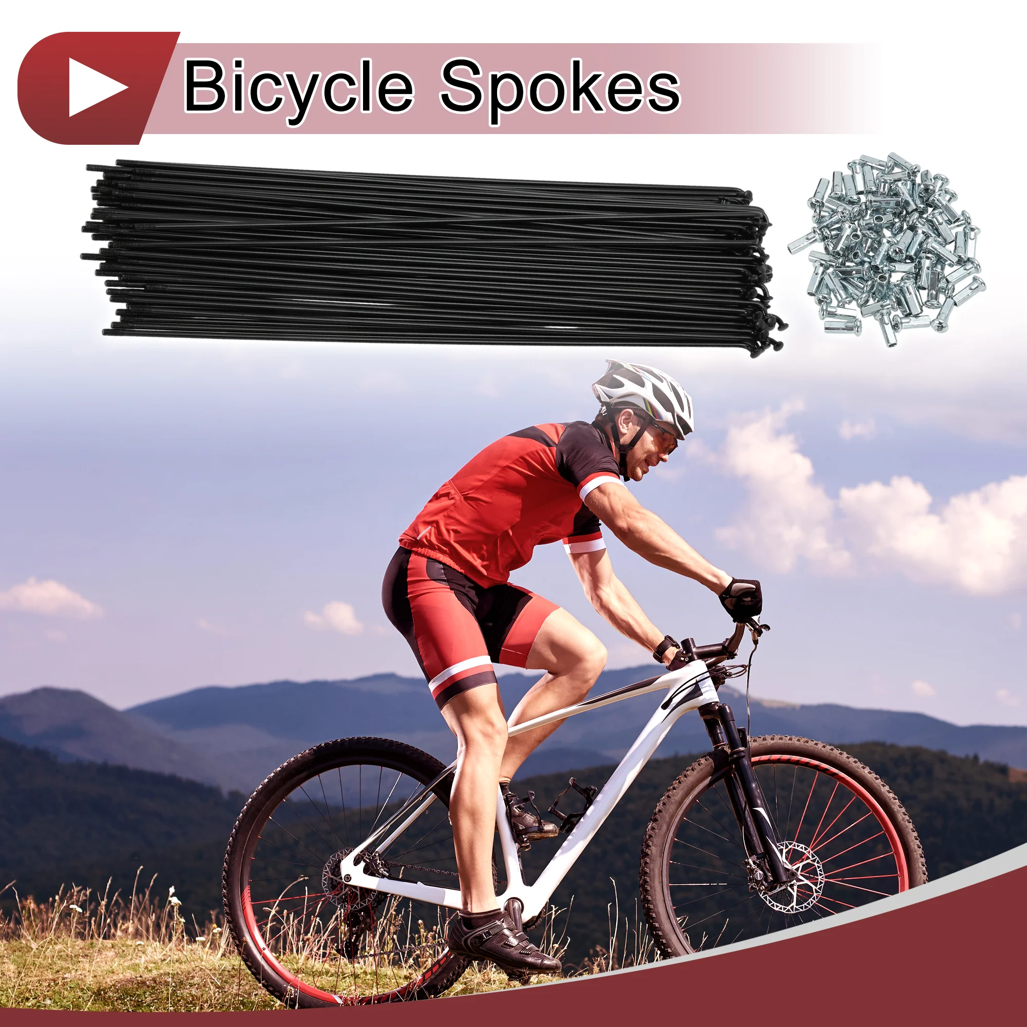 72 Set 12G Bicycle Spokes 278mm Bike Wheel Spokes Carbon Steel Black - Image 2