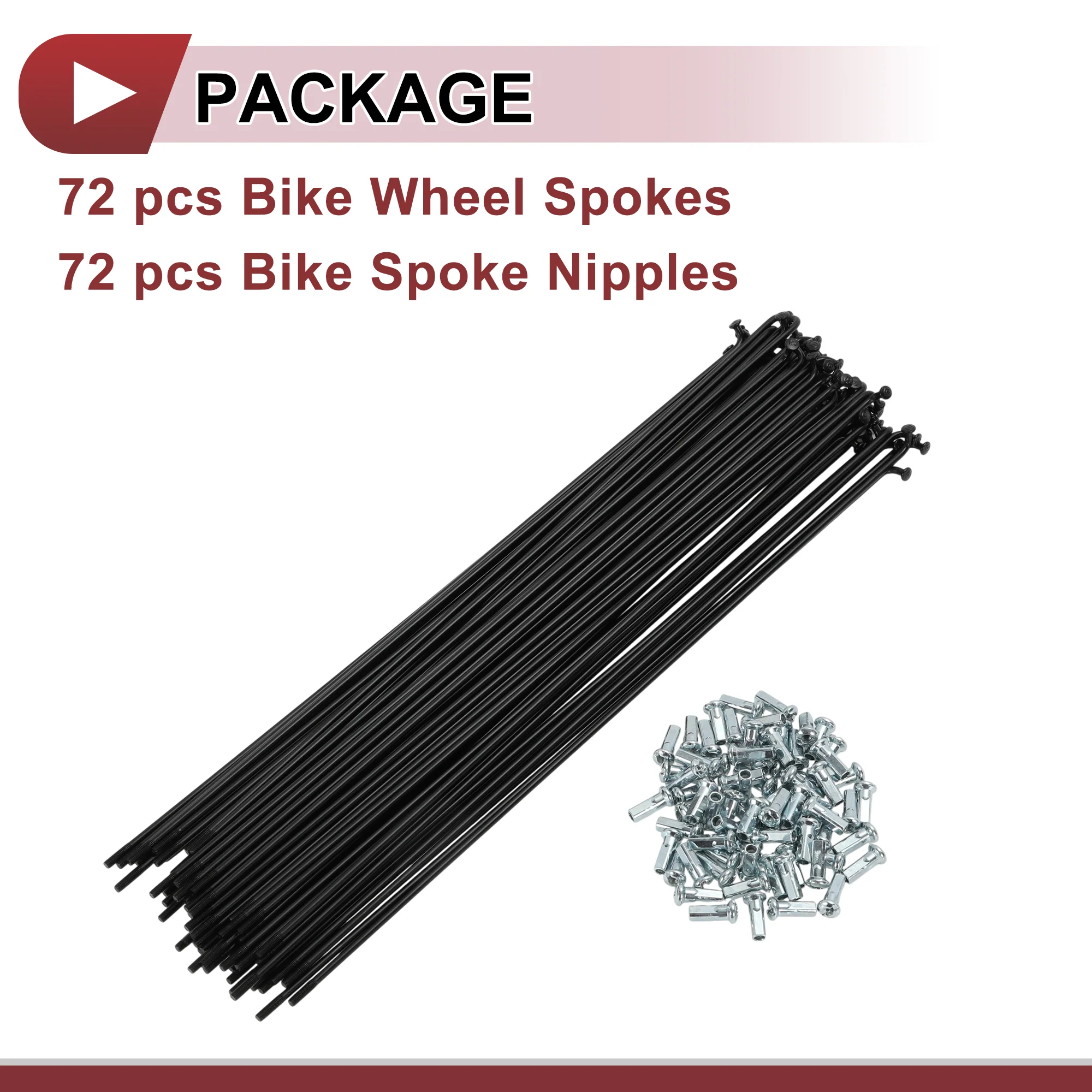 72 Set 12G Bicycle Spokes 286mm Bike Wheel Spokes Carbon Steel Black - Image 5