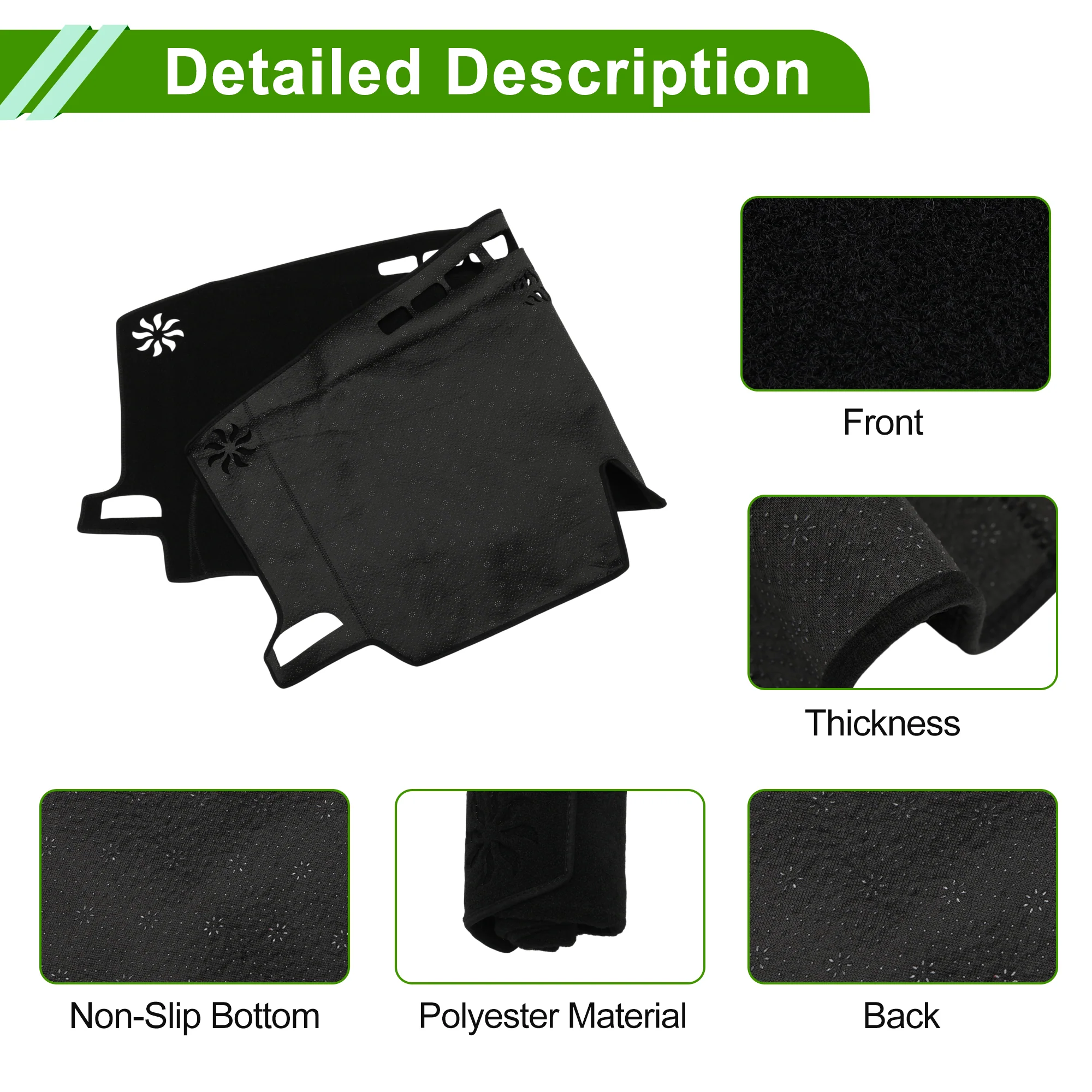 Dashboard Cover for Toyota Sienna Accessories 2021-2025 Black Polyester 1 Pc - Image 6