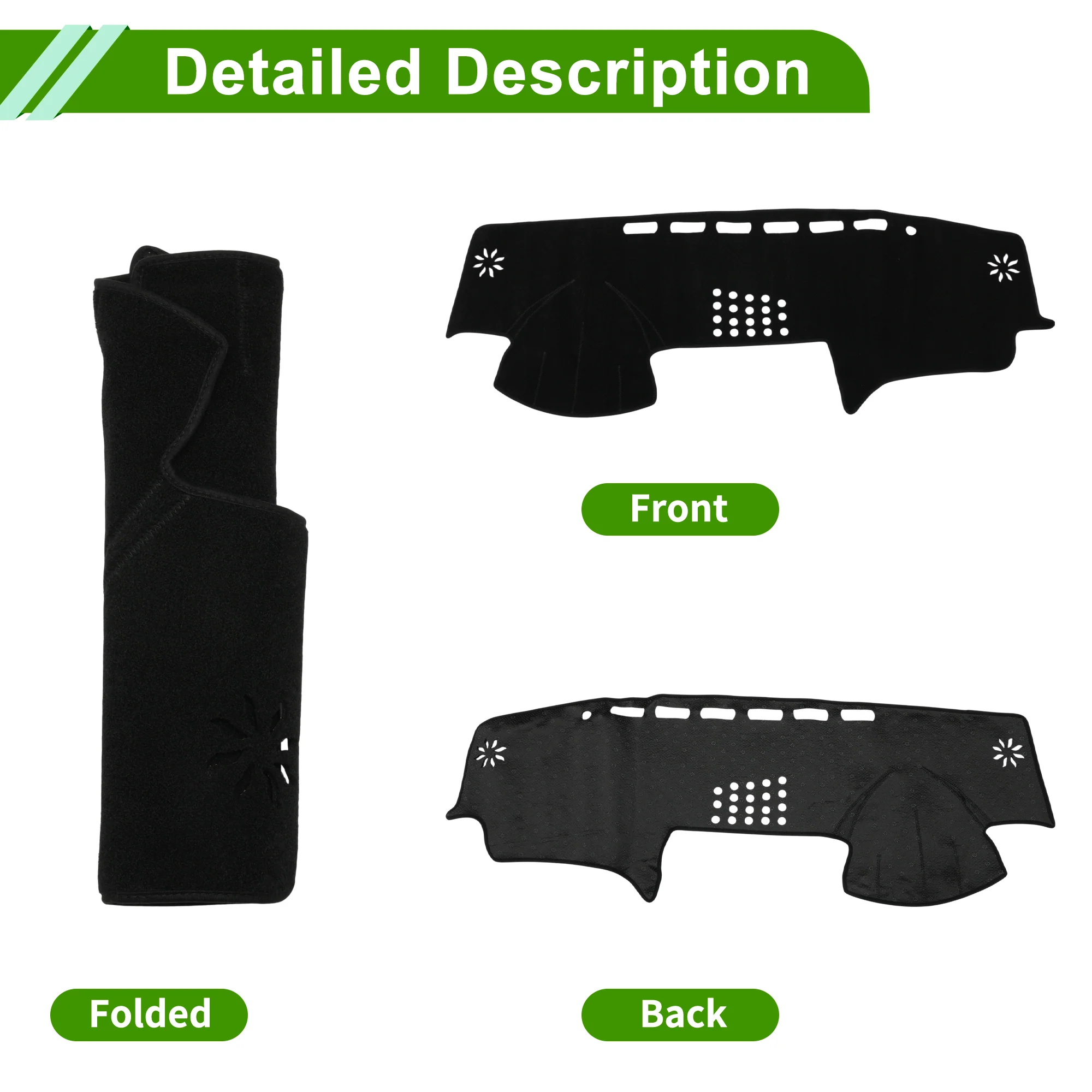 Dashboard Cover for Acura TL 2004-2008 Black with Black Line Polyester 1 Pc - Image 4