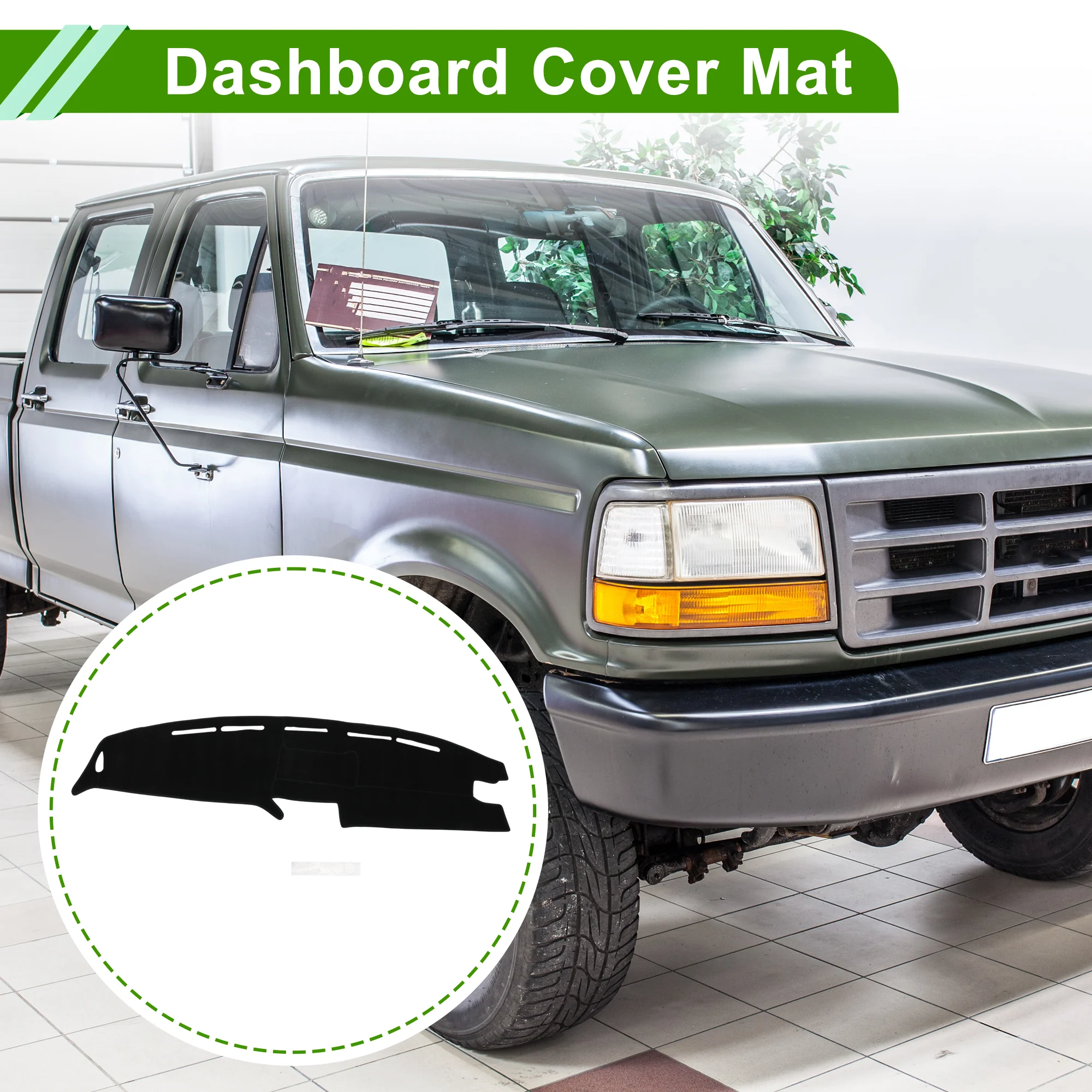 Dashboard Cover for Ford F-350 1992-1996 Black Polyester 1 Pc - Image 2