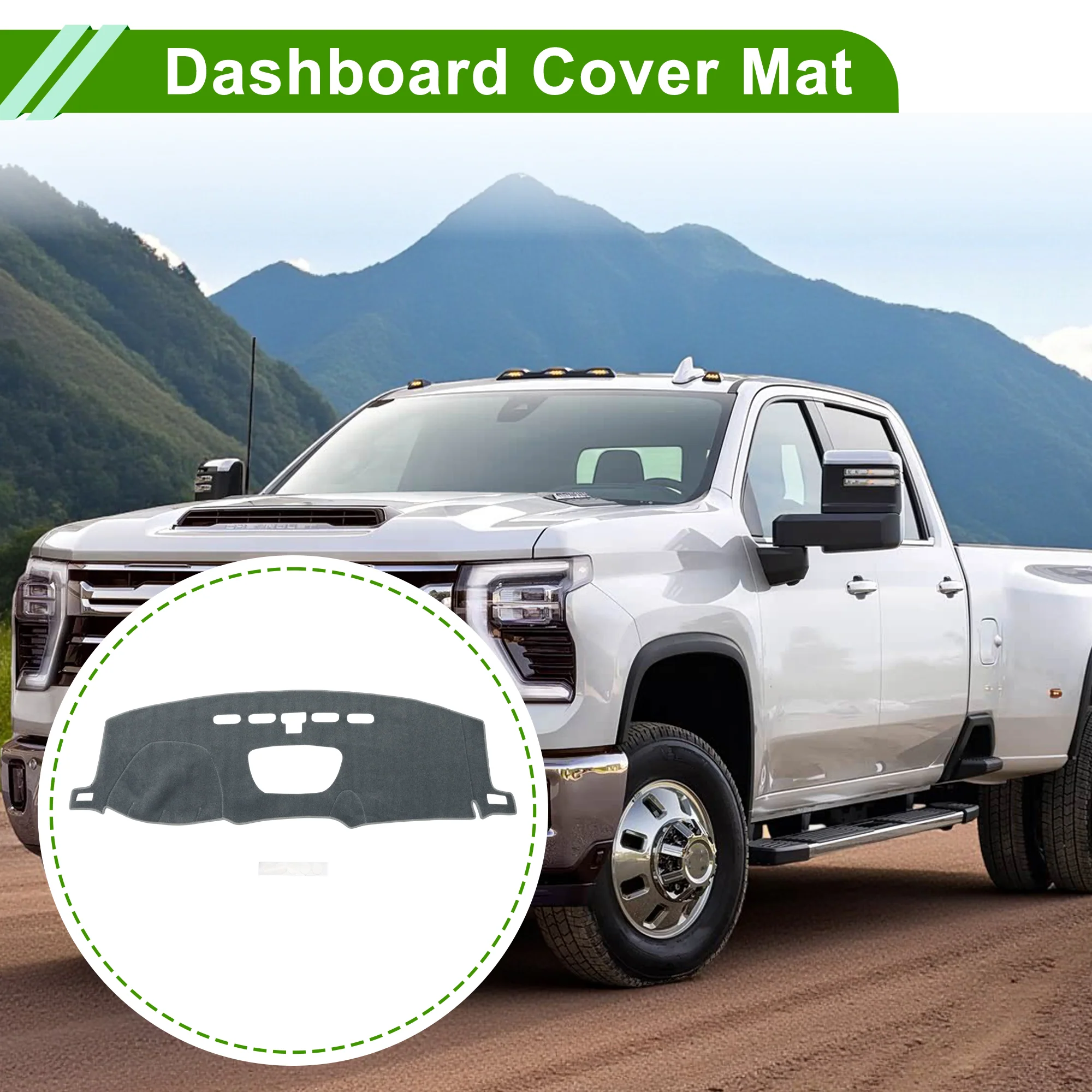 Dashboard Cover for Chevrolet Silverado 2019-2025 Gray Polyester 1 Pc - Image 2