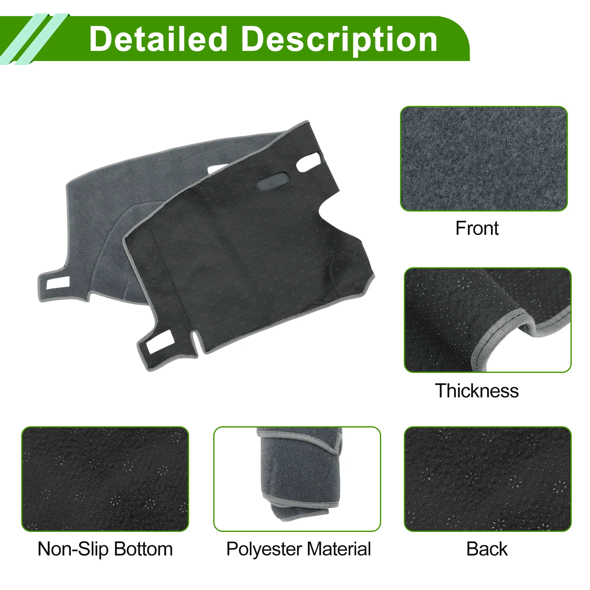 Dashboard Cover for Chevrolet Silverado 2019-2025 Gray Polyester 1 Pc - Image 6