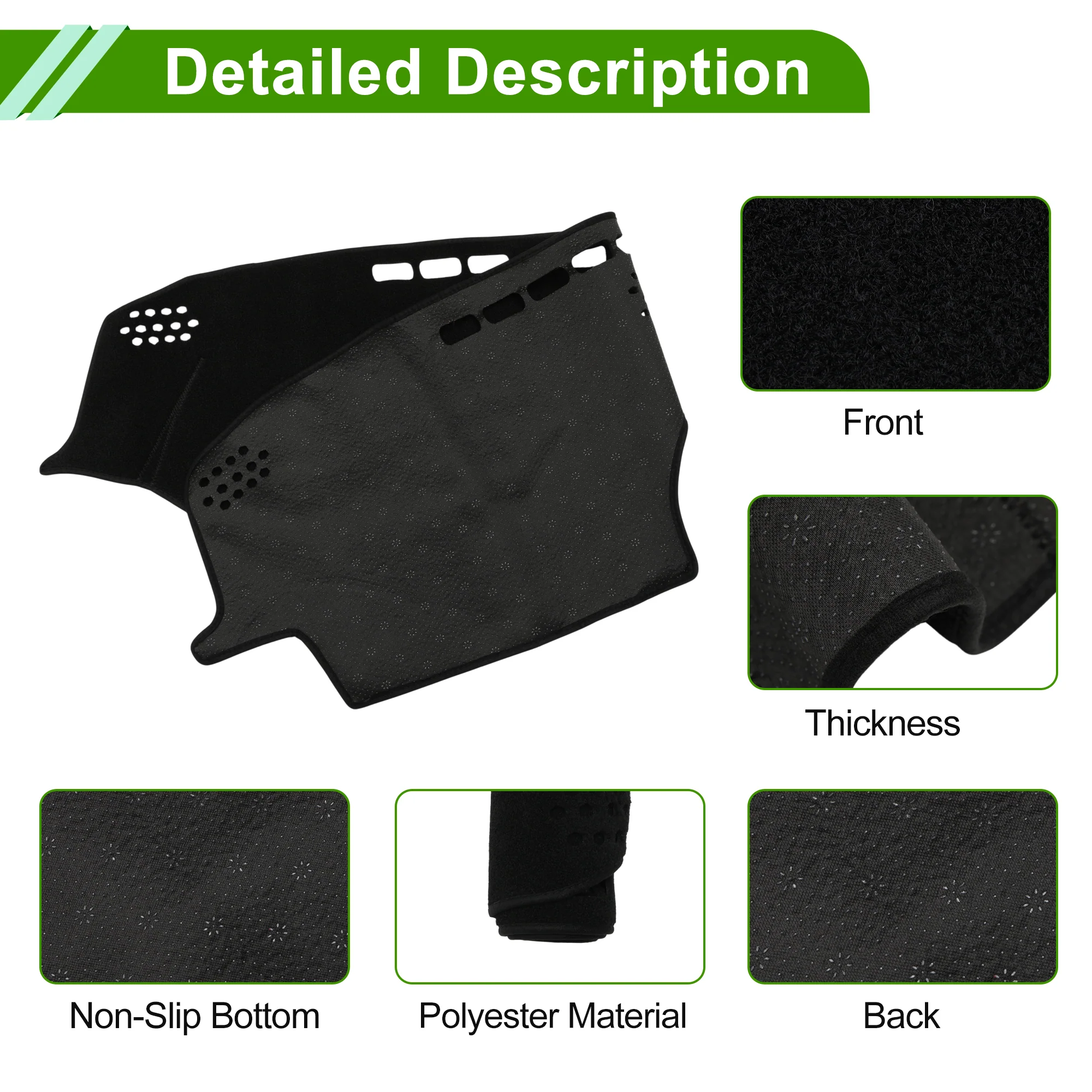 Dashboard Cover for Lexus ES350 2007-2012 Black Polyester 1 Pc - Image 6