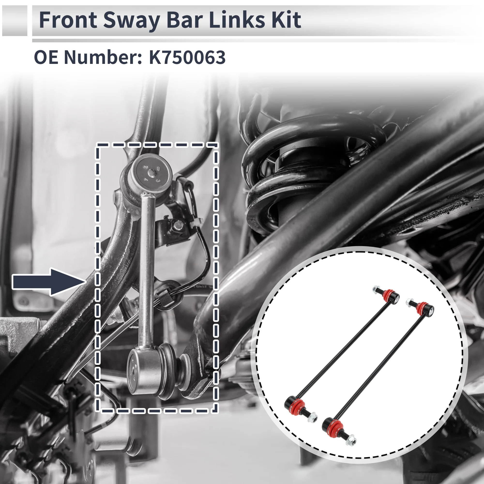 Front Stabilizer Bar Links for LAND ROVER RANGE ROVER 03-12 No.K750063 2 Pcs - Image 2