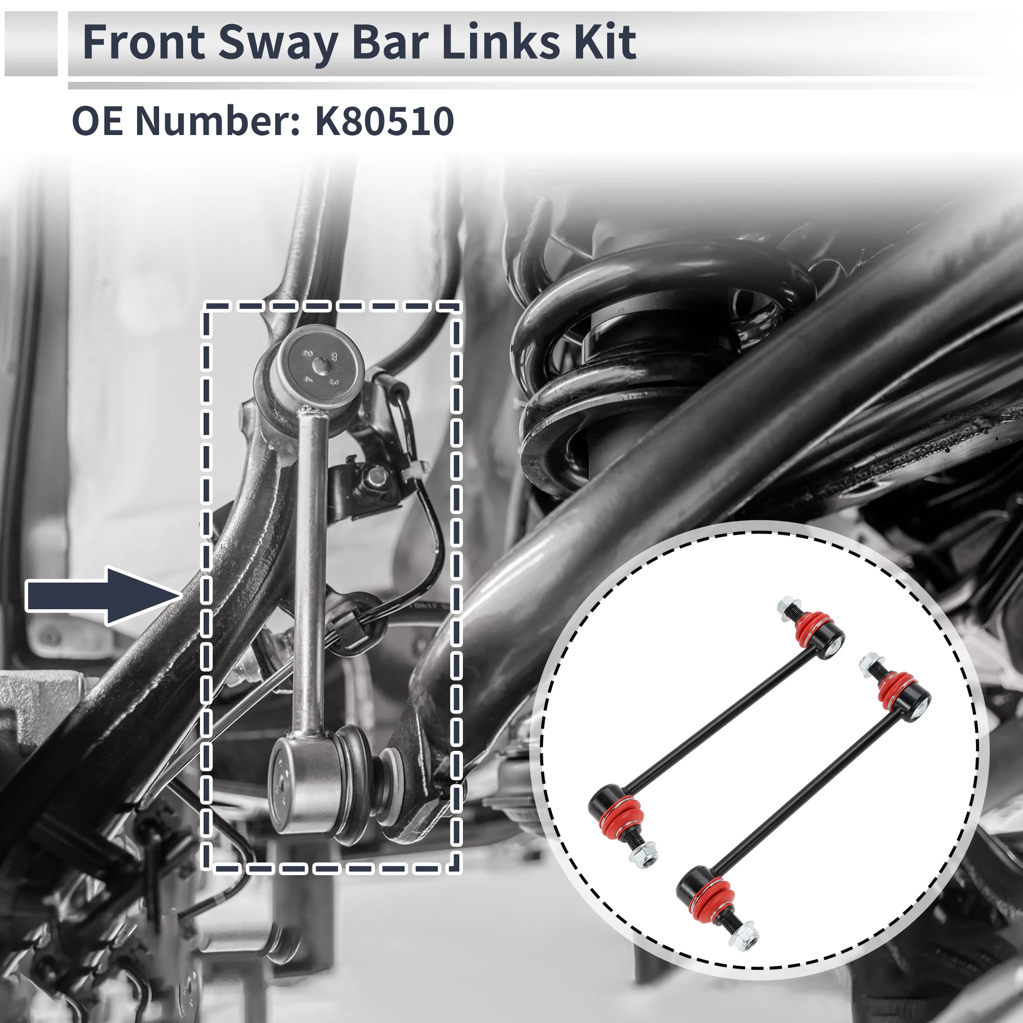 Front Stabilizer Bar Links for HYUNDAI TUCSON 2005-2009 No.K80510 2 Pcs - Image 2
