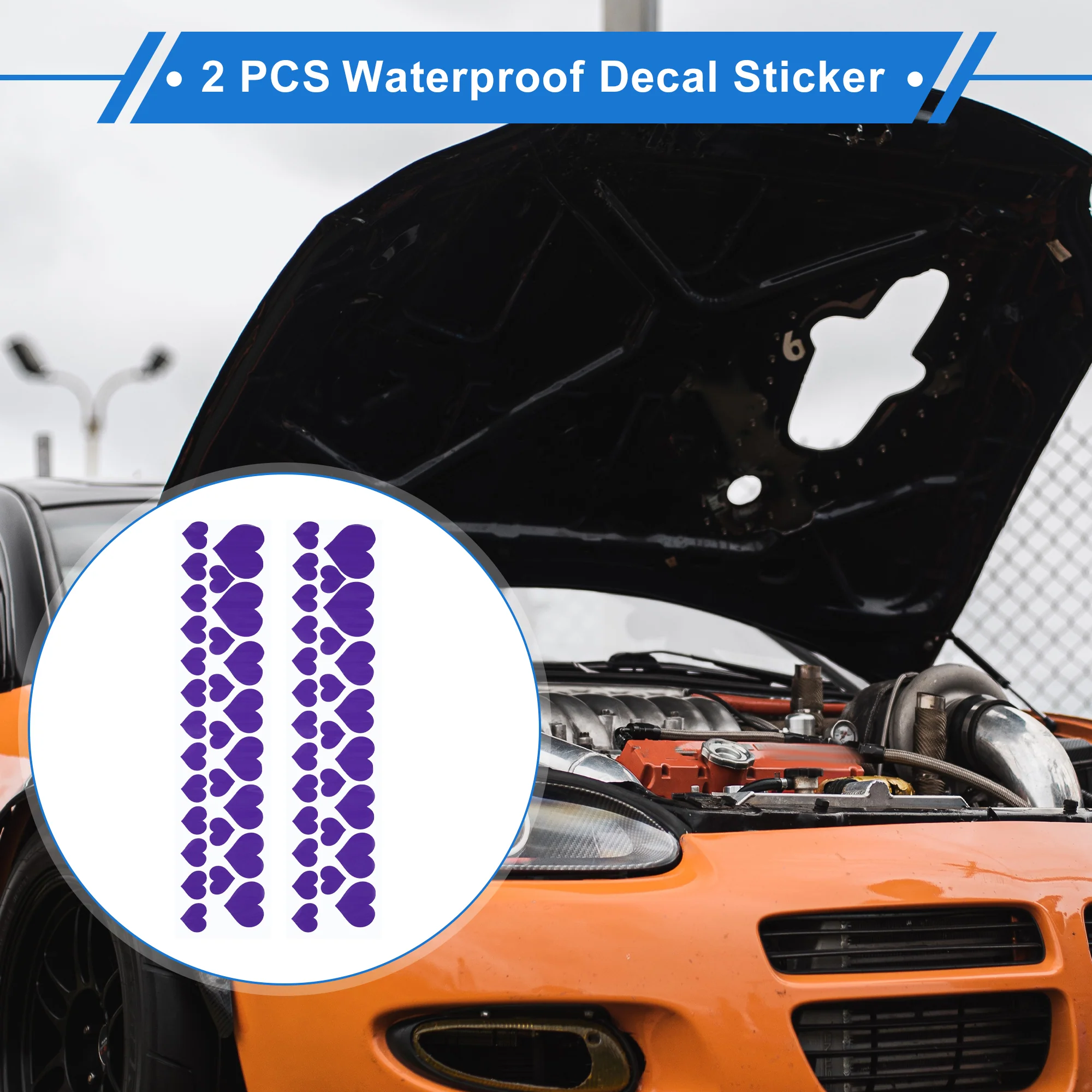 56 Heart Pattern Car Bumper Sticker Decal Waterproof Vinyl Purple 97x22cm - Image 2