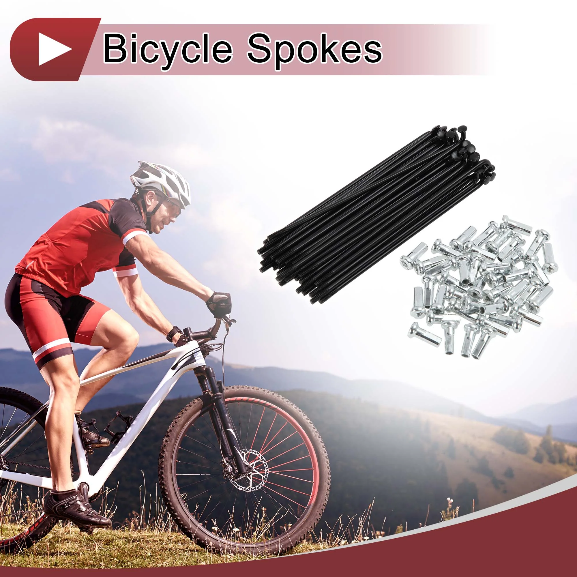 38 Set 14G Bicycle Spoke 83mm Bike Wheel Spoke Carbon Steel Black - Image 2