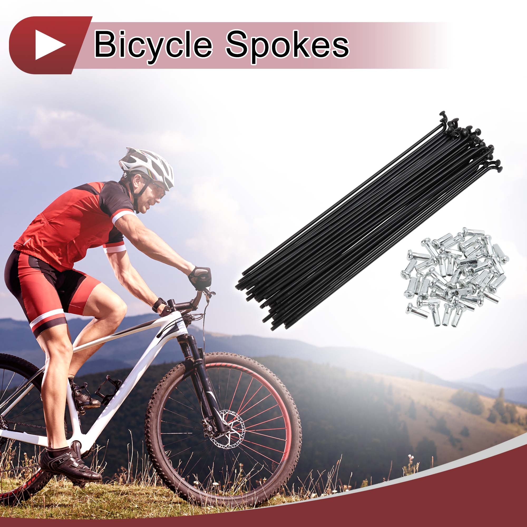 38 Set 14G Bicycle Spoke 153mm Bike Wheel Spoke Carbon Steel Black - Image 2