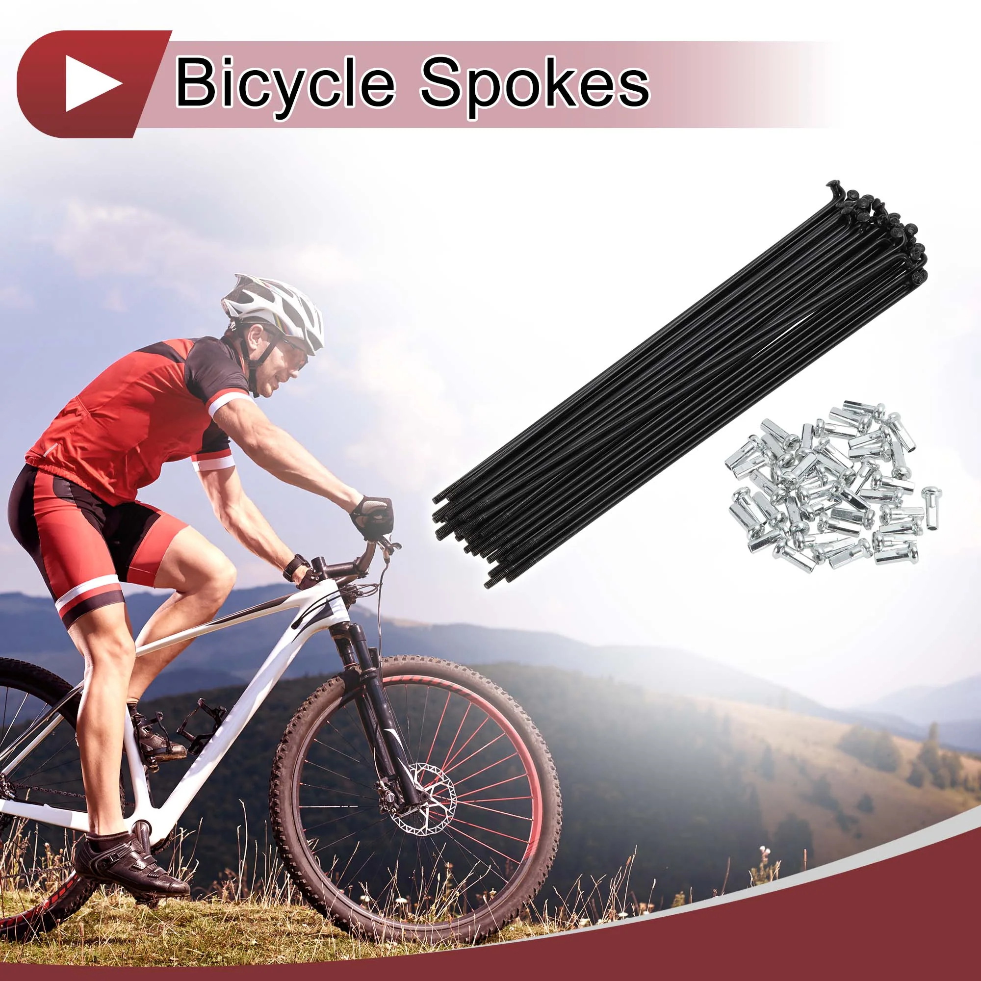 38 Set 14G Bicycle Spoke 169mm Bike Wheel Spoke Carbon Steel Black - Image 2