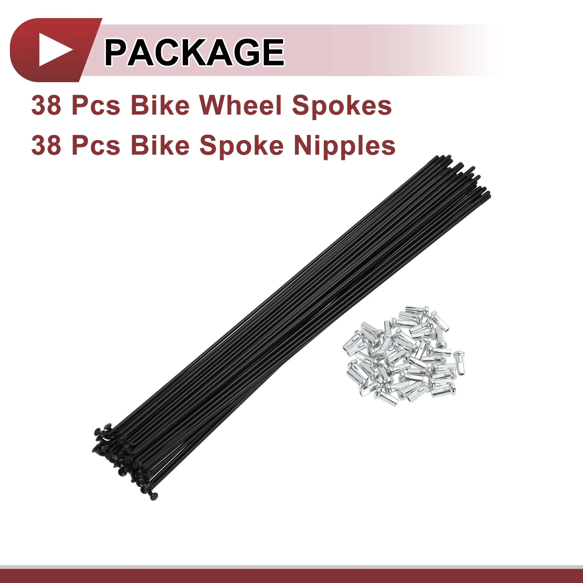 38 Set 14G Bicycle Spoke 245mm Bike Wheel Spoke Carbon Steel Black - Image 5