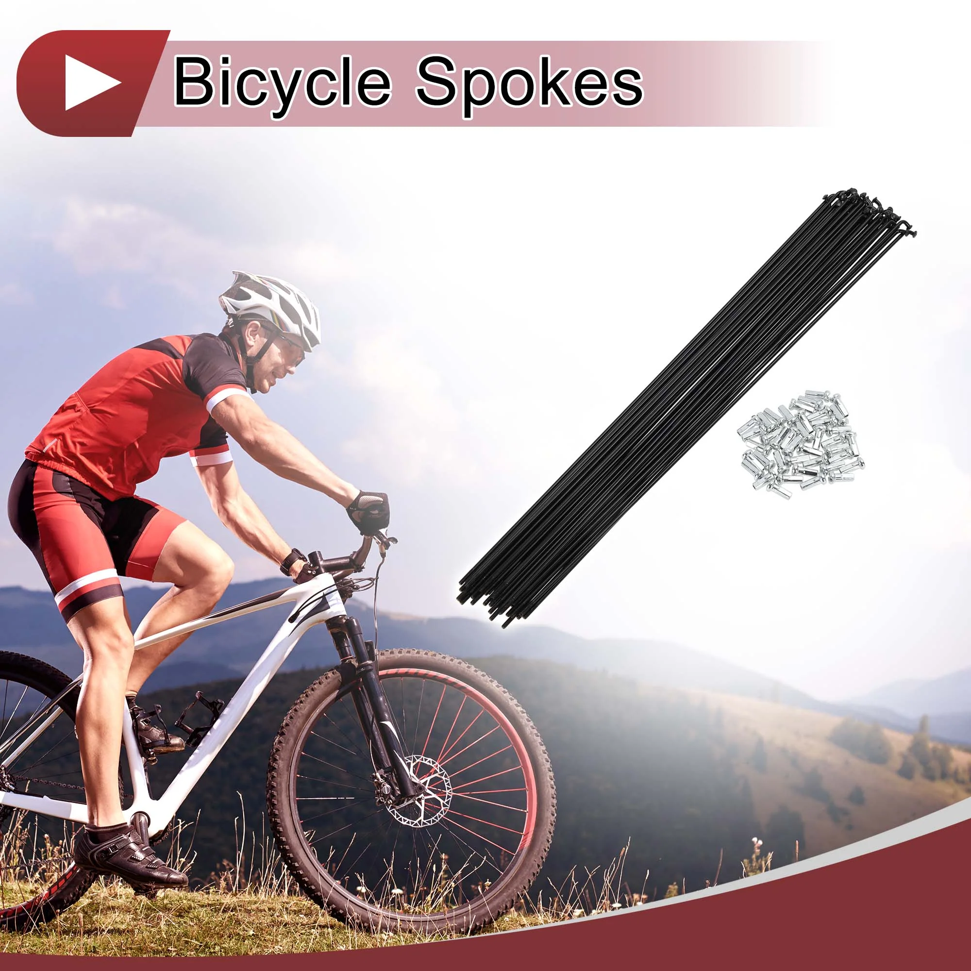 38 Set 14G Bicycle Spoke 288mm Bike Wheel Spoke Carbon Steel Black - Image 2